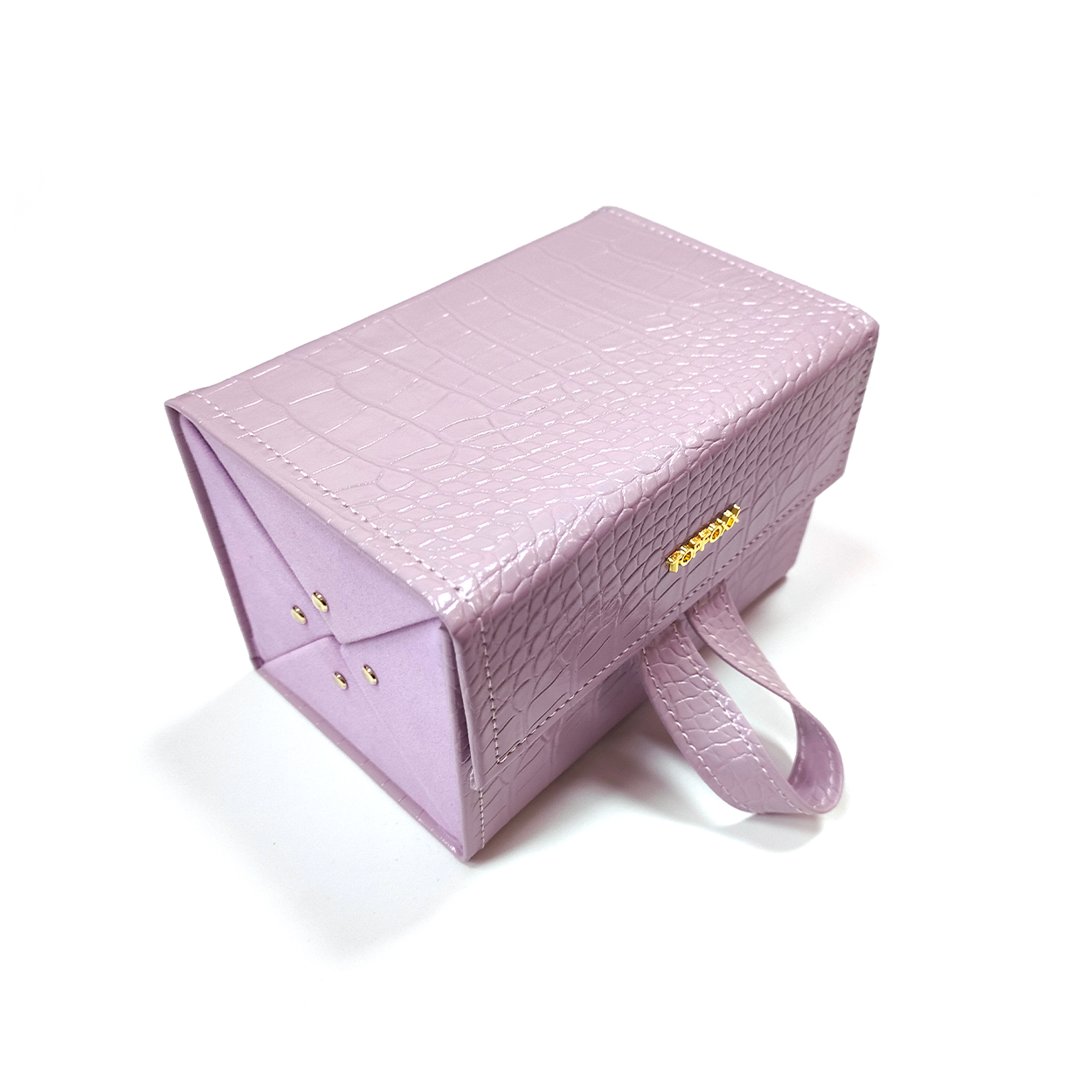 Lilac Faux Crocodile Travel Makeup Case - Waterproof Cosmetic Organizer for Women, Perfect for Vacation, Business Trips & Daily Use