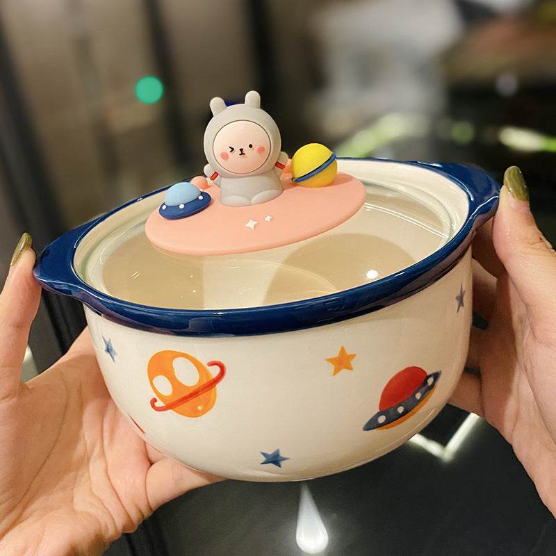 Korean Bear Ramen Bowl - Ceramic Instant Noodle Soup Bowl with Cute Bear Design | Perfect for Home, Office & Gift Giving