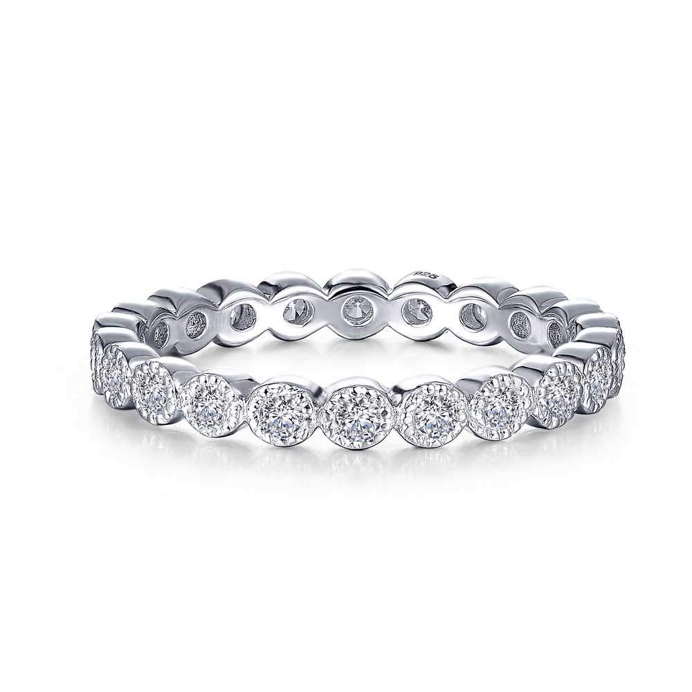 Elegant Platinum-Plated Simulated Diamond Ring - 0.44 CTTW Cubic Zirconia Wedding Band for Women, Perfect for Engagement, Anniversary & Special Occasions