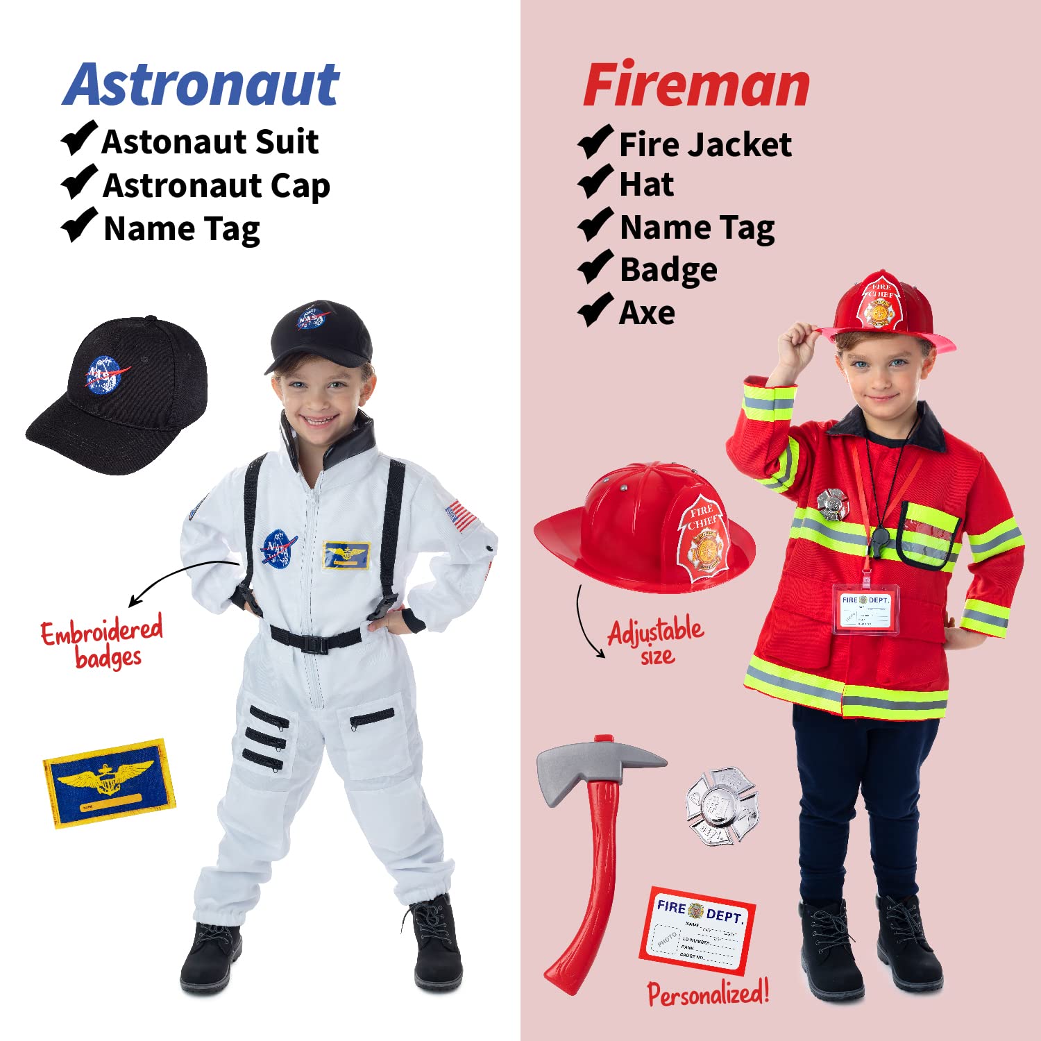 Born Toys Pretend Play Costumes for Kids Ages 3-7 - Washable Toddler Dress Up Set (6 in 1) for Role Play, Halloween & Birthday Parties