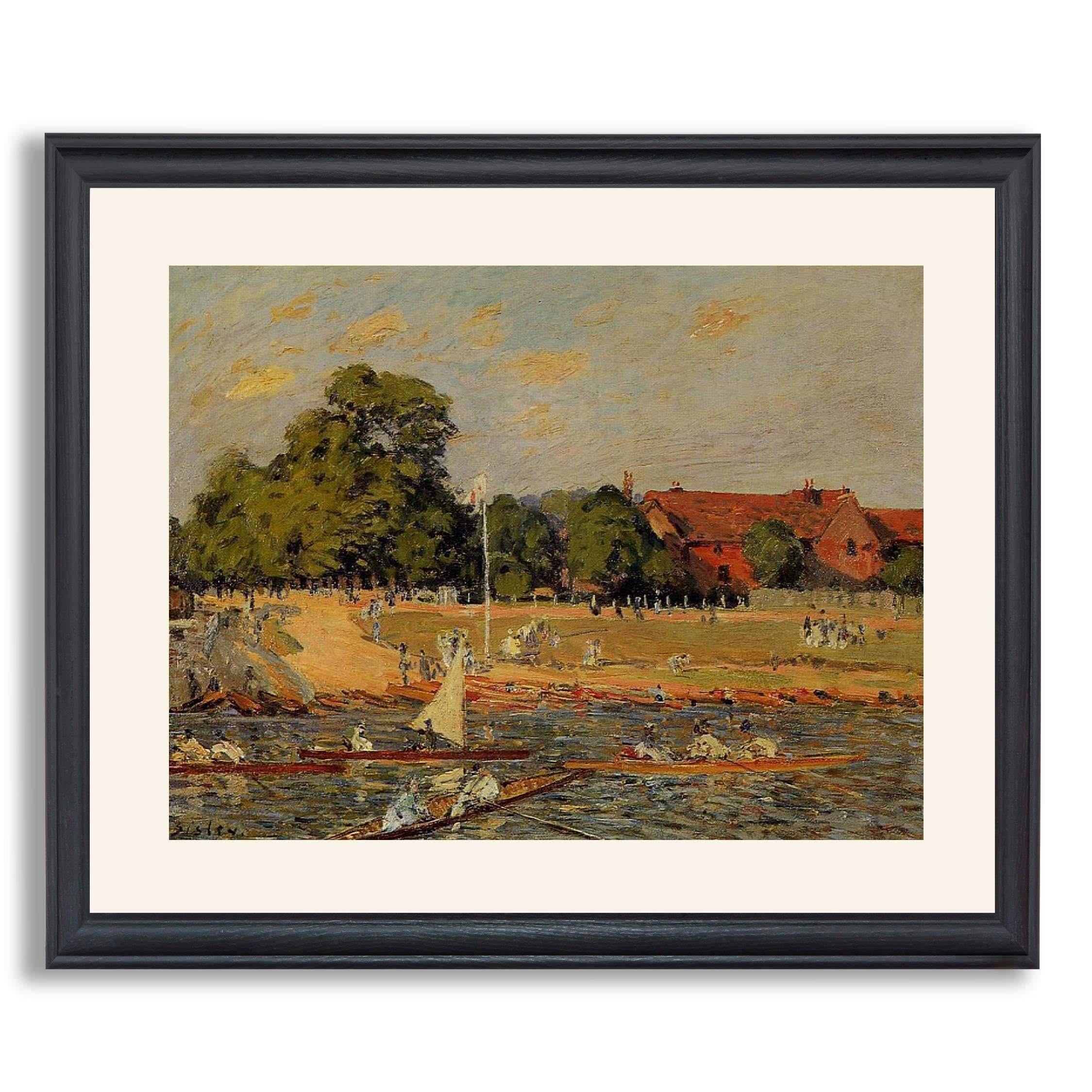Alfred Sisley Hampton Court Regatta Framed Art Print - Fine Art Reproduction Painting in Wood Frame | Home & Office Wall Decor | Perfect for Living Room, Bedroom & Office Spaces