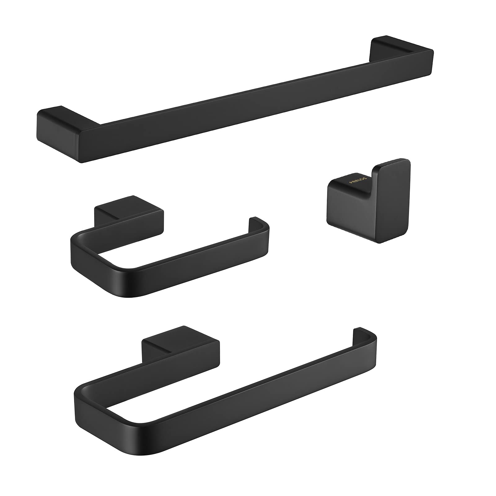 PARLOS 4-Piece Matte Black Brass Bathroom Hardware Set - 17