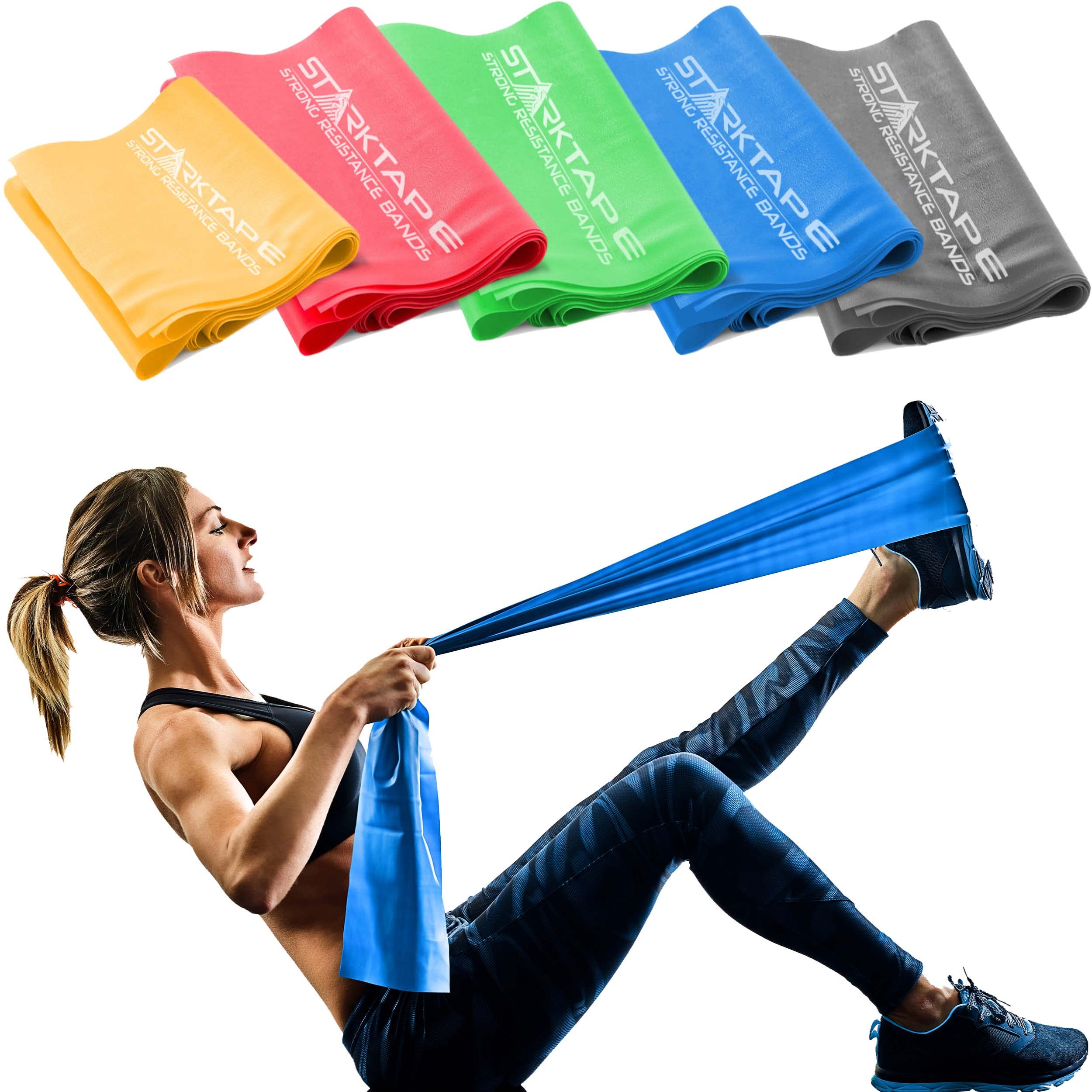 Professional Resistance Bands Set - Elastic Latex Therapy Bands for Home Workouts, Yoga, Pilates, Gym Training & Physical Rehabilitation - Ideal for Strength Training, Stretching & Recovery Exercises