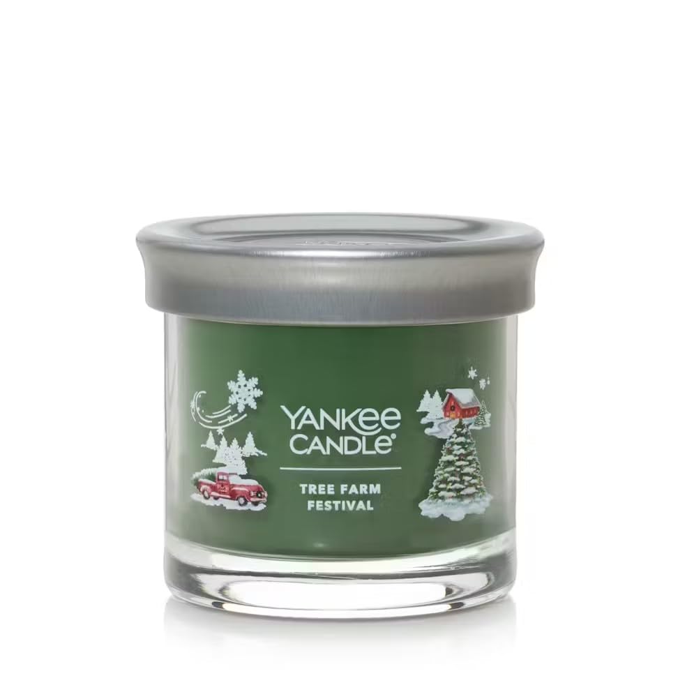 Yankee Candle Tree Farm Festival Small Tumbler Candle - 3.7oz Scented Jar Candle for Home Decor, Gifts & Relaxation - Perfect for Fall Decor, Cozy Evenings & Holiday Ambiance