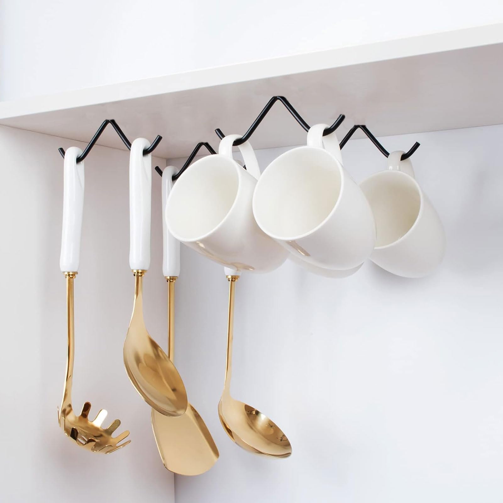 DUOUPA 10-Pack Heavy Duty Utility Hooks - Black Metal Mug Hooks, Ceiling Hooks, Garage Storage Hooks, Garden Tool Organizers, Coat Hooks for Wooden Boards - Perfect for Kitchen, Garage, Shed & Home Organization