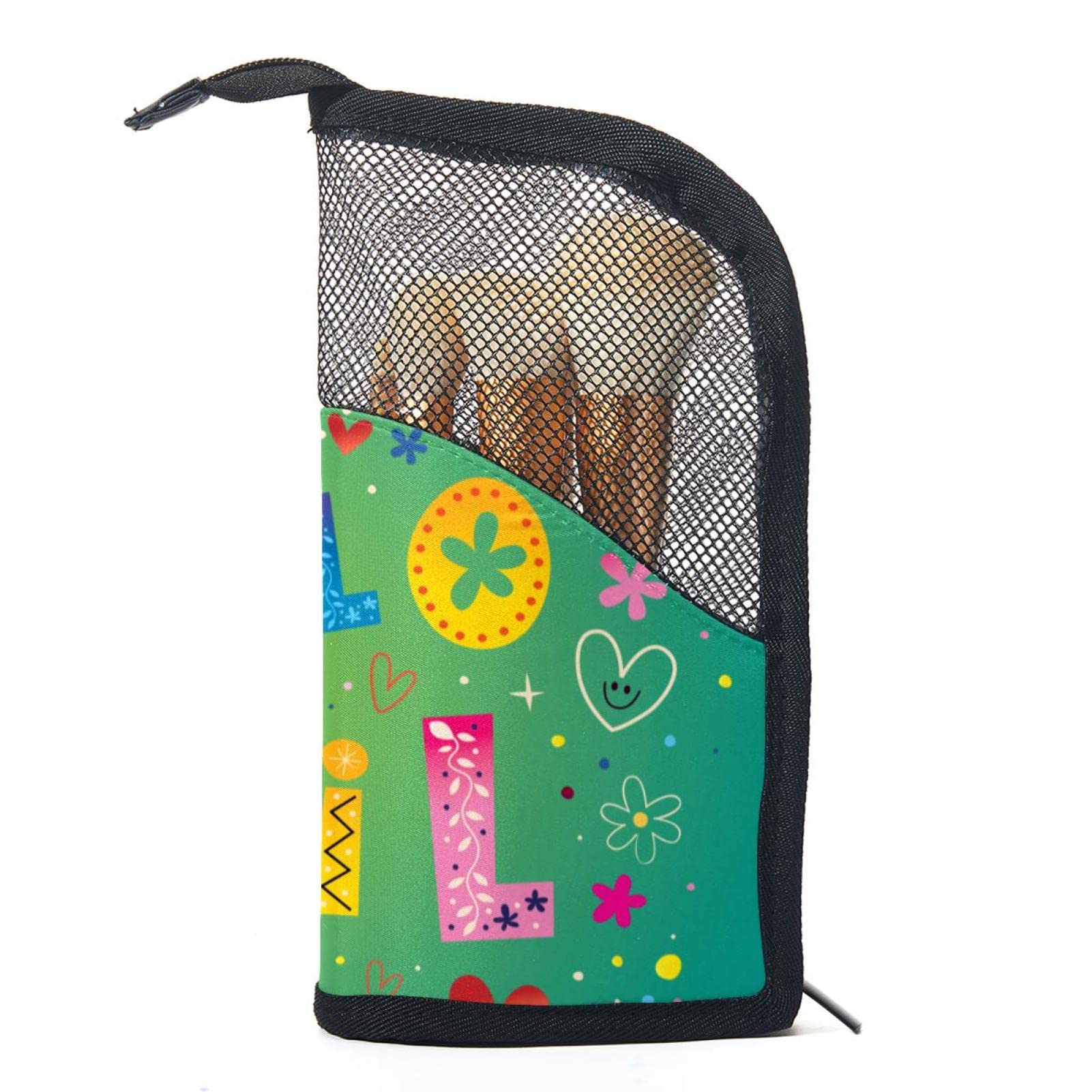 12-Piece Makeup Brush Organizer Bag with Flower Design - Portable Cosmetic Brush Holder Case for Travel & Home Storage | Hello April Collection