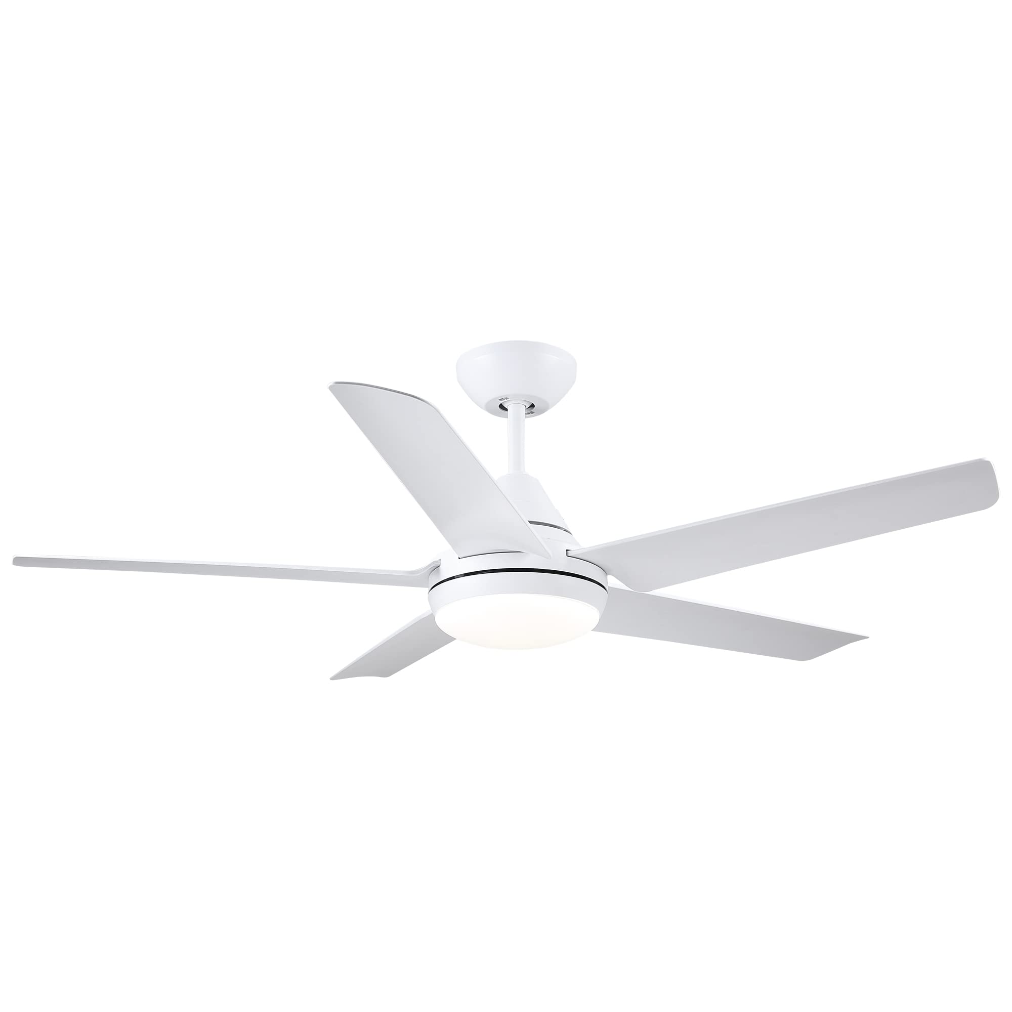 DSHADE 48 Inch Modern Ceiling Fan with Remote Control, ABS Blades & Integrated LED Light, White - Perfect for Bedroom, Living Room, Patio and Indoor Use