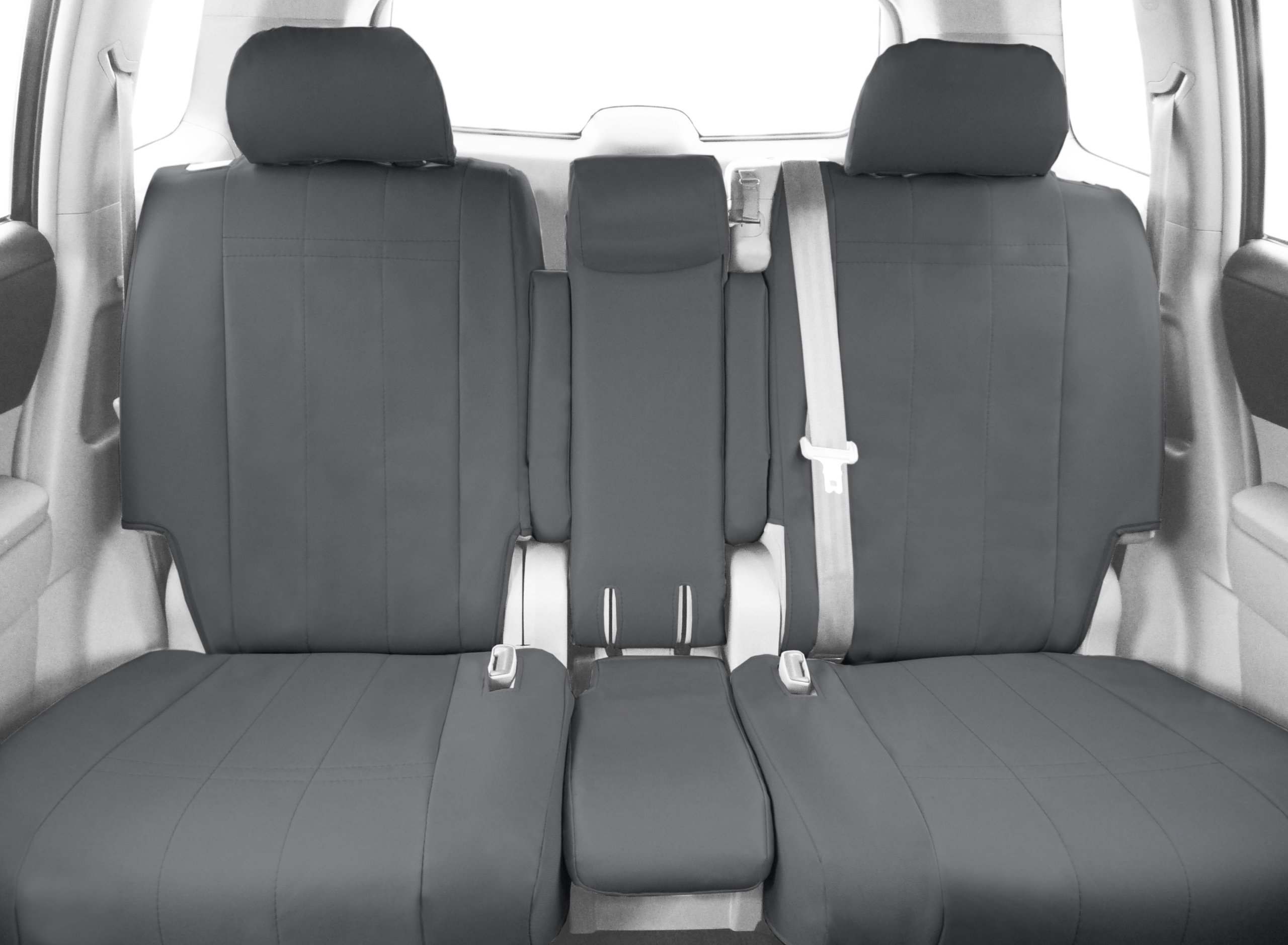 DuraPlus Seat Covers for 2013-2022 Ram 1500, 1500 Classic, 2500, 3500, 4500 & 5500 - Light Grey with Grey Insert | CalTrend Front 40/20/40 Split Bench Seat Protectors | Perfect for Work Trucks, Off-Roading & Daily Commuting