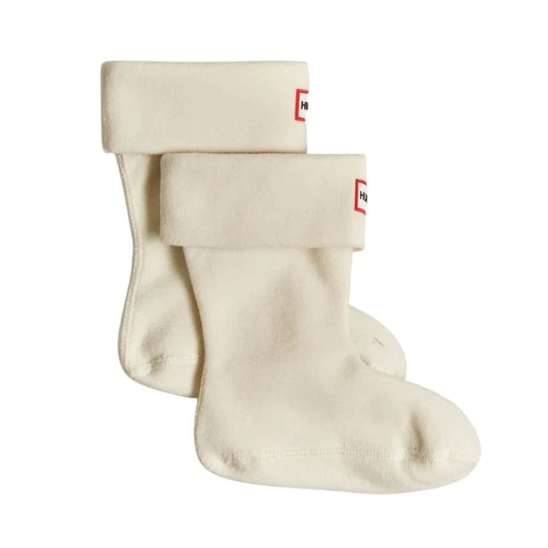 Hunter Kids White Recycled Fleece Boot Socks - Warm Winter Socks for Boys & Girls - Cozy Hiking & Snow Boot Socks for Outdoor Activities