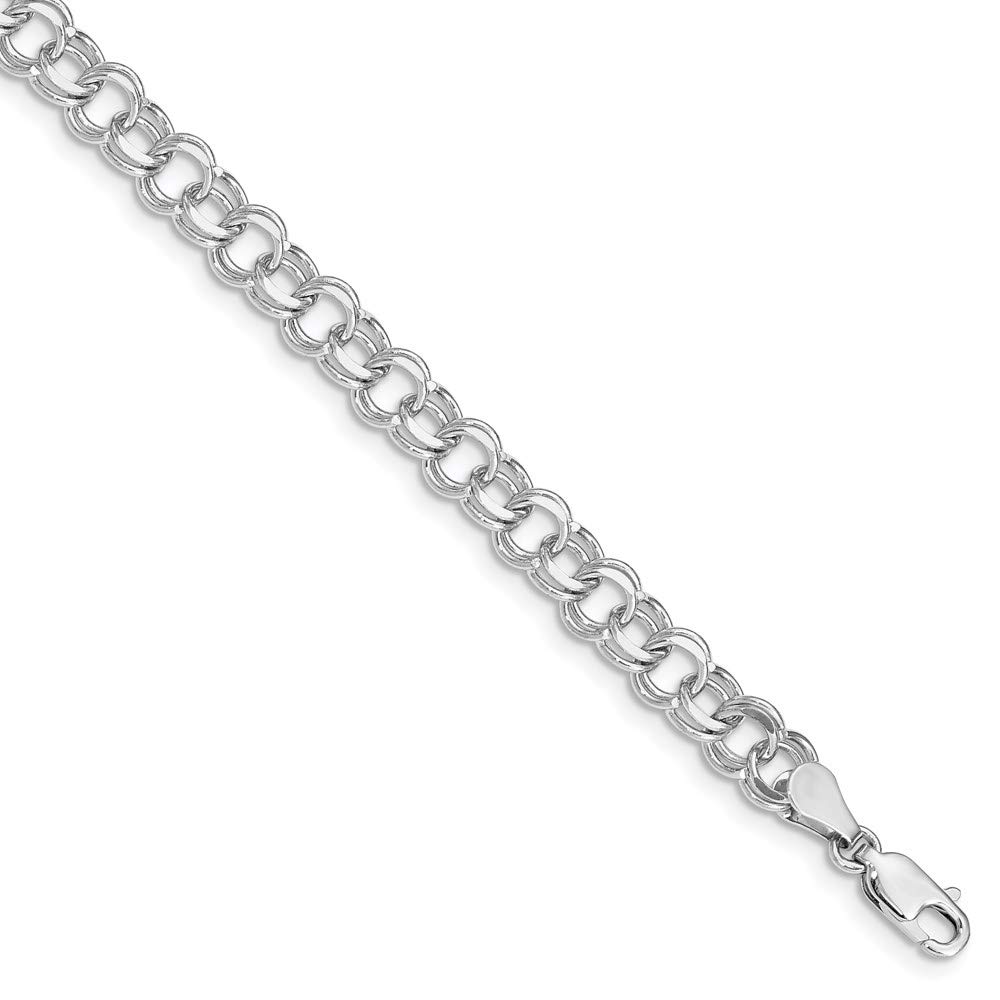 14K Solid White Gold Double Link Chain Charm Bracelet for Women - Elegant & Durable Jewelry Gift for Birthday, Anniversary & Special Occasions