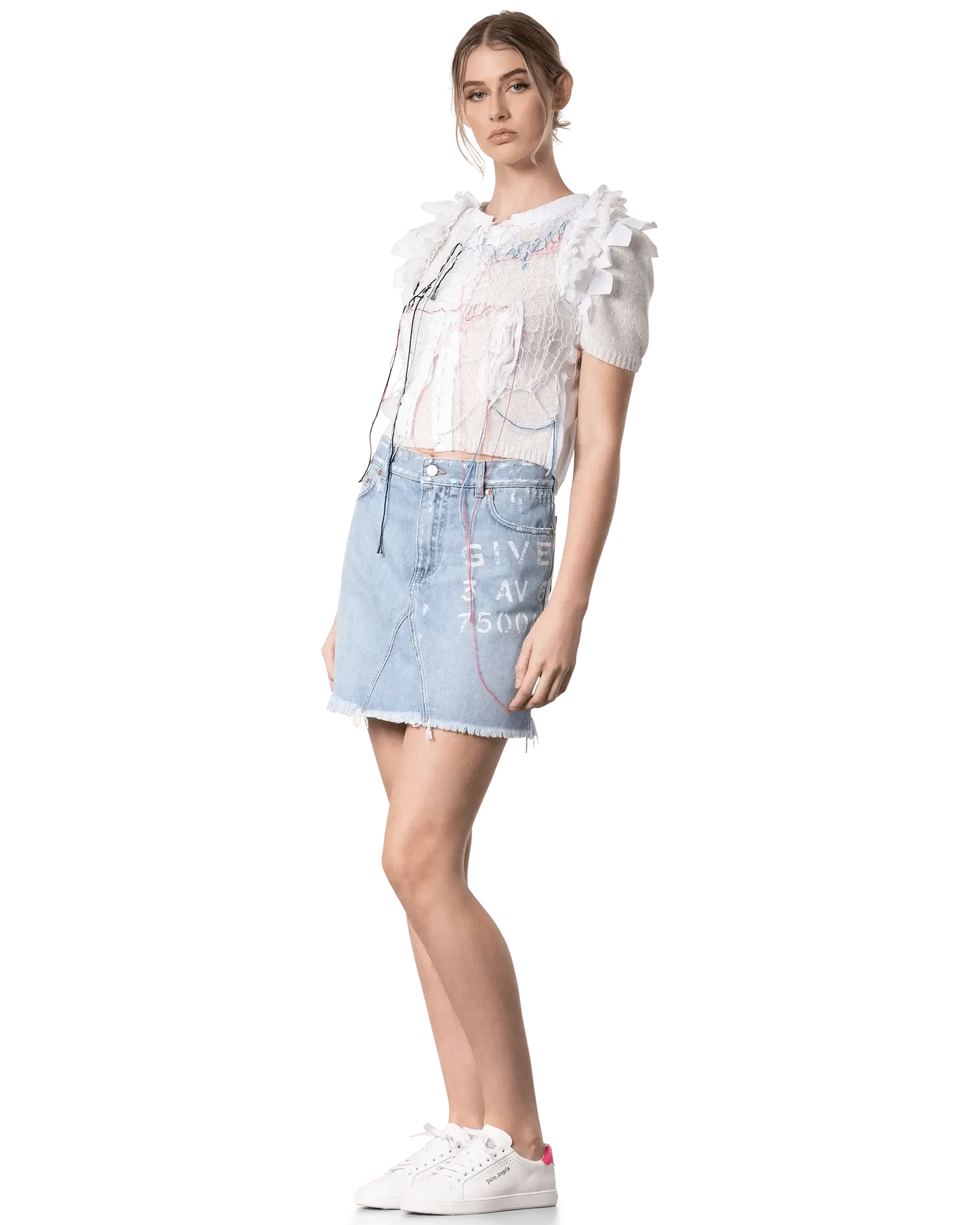 Stylish Denim Mini Skirt with Logo - Trendy High Waisted Short Skirt for Women | Perfect for Casual Outfits, Summer Fashion & Streetwear Looks