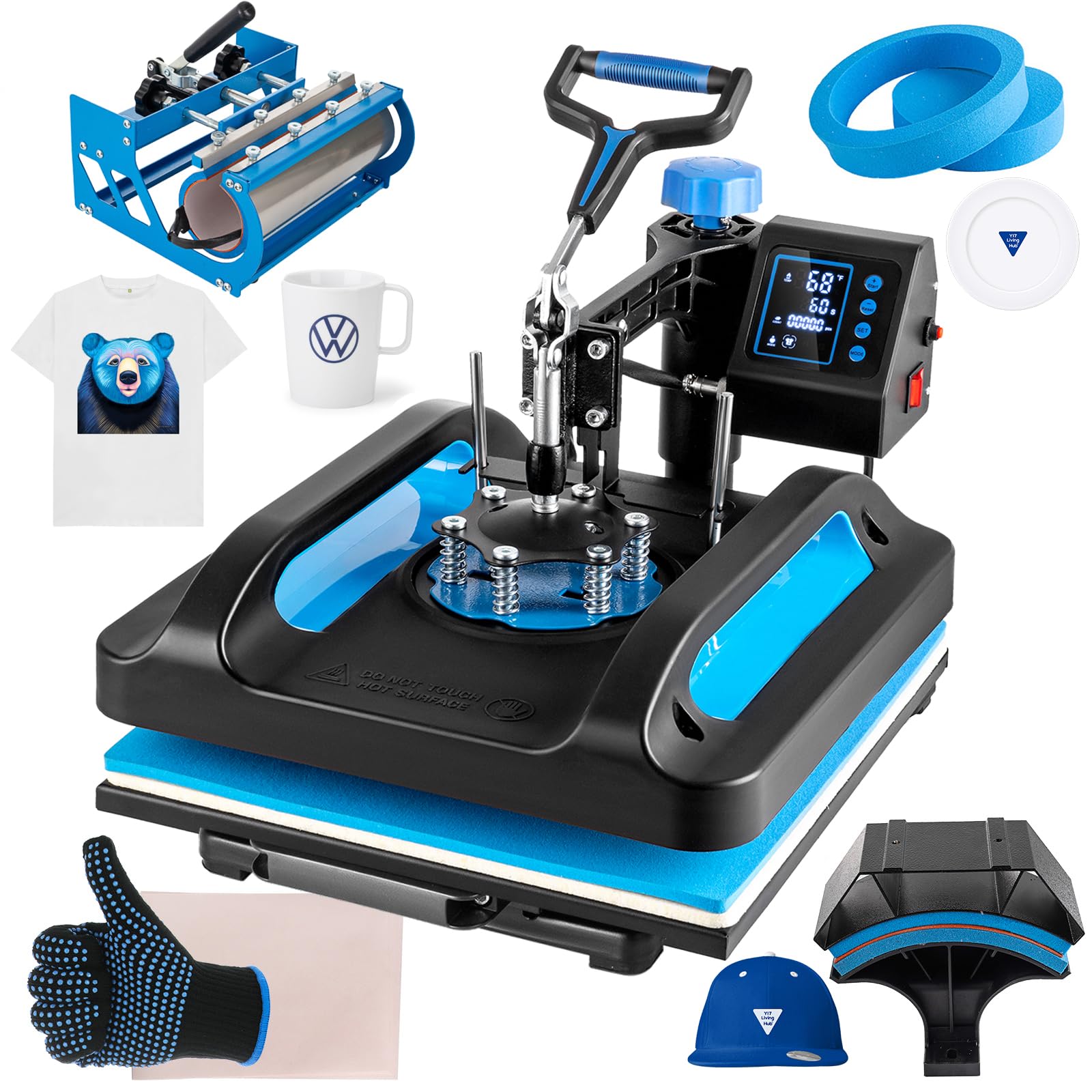 5-in-1 Professional Heat Press Machine 15x15 Inch with 30oz Tumbler Press - Swing Away T-Shirt Press for Sublimation on Hats, Mugs, Plates & More | Perfect for DIY Crafts, Custom Apparel & Small Business Printing