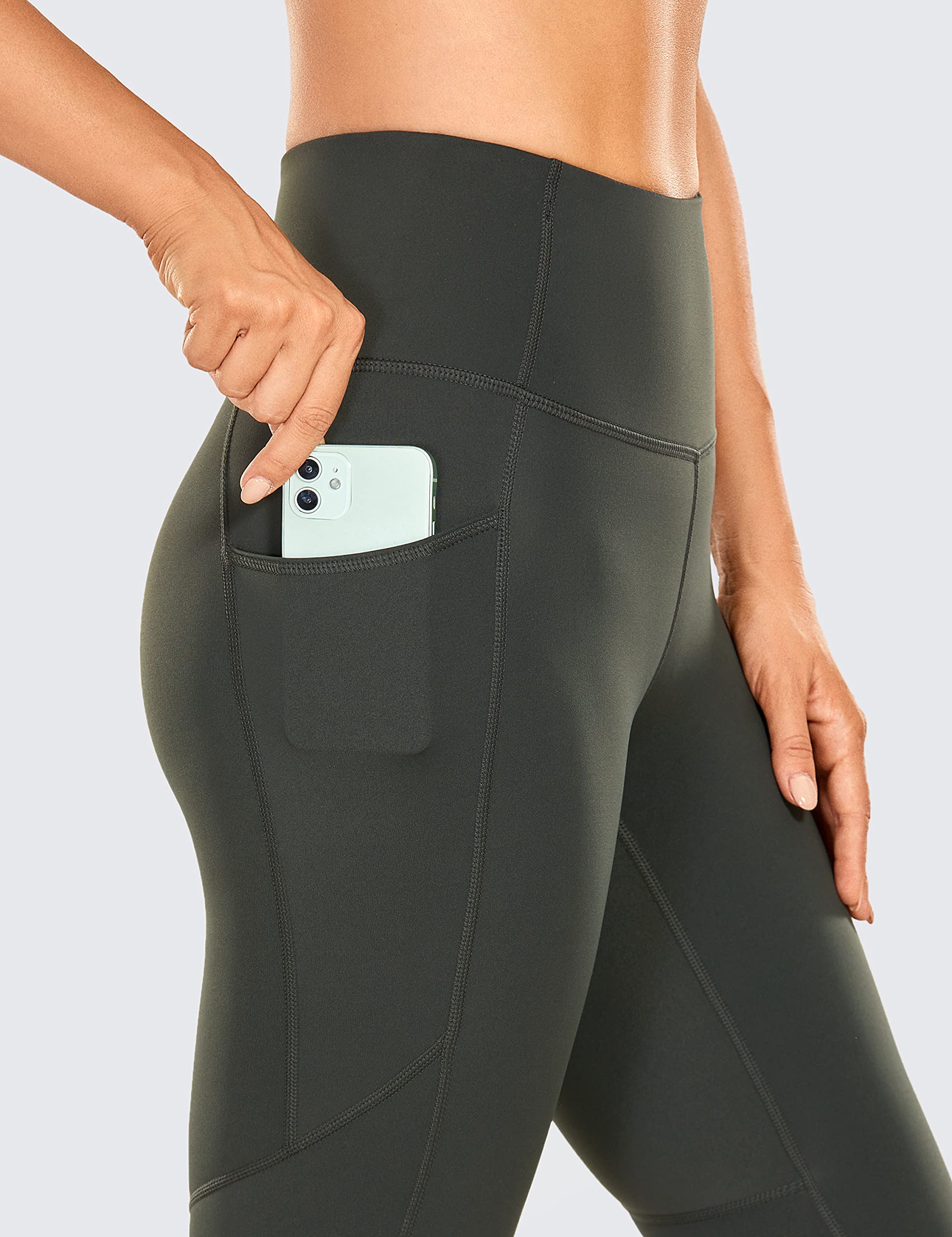 CRZ YOGA Women's High Waisted Workout Leggings with Pockets - 28 Inch Tummy Control Yoga Pants for Running, Gym & Lounge - Naked Feeling Comfort