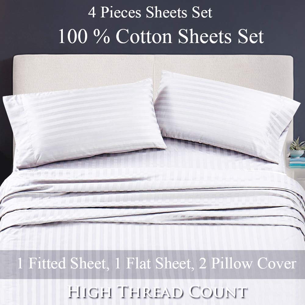 Premium 400 Thread Count 100% Egyptian Cotton RV King Bunk Bed Sheets Set (72
