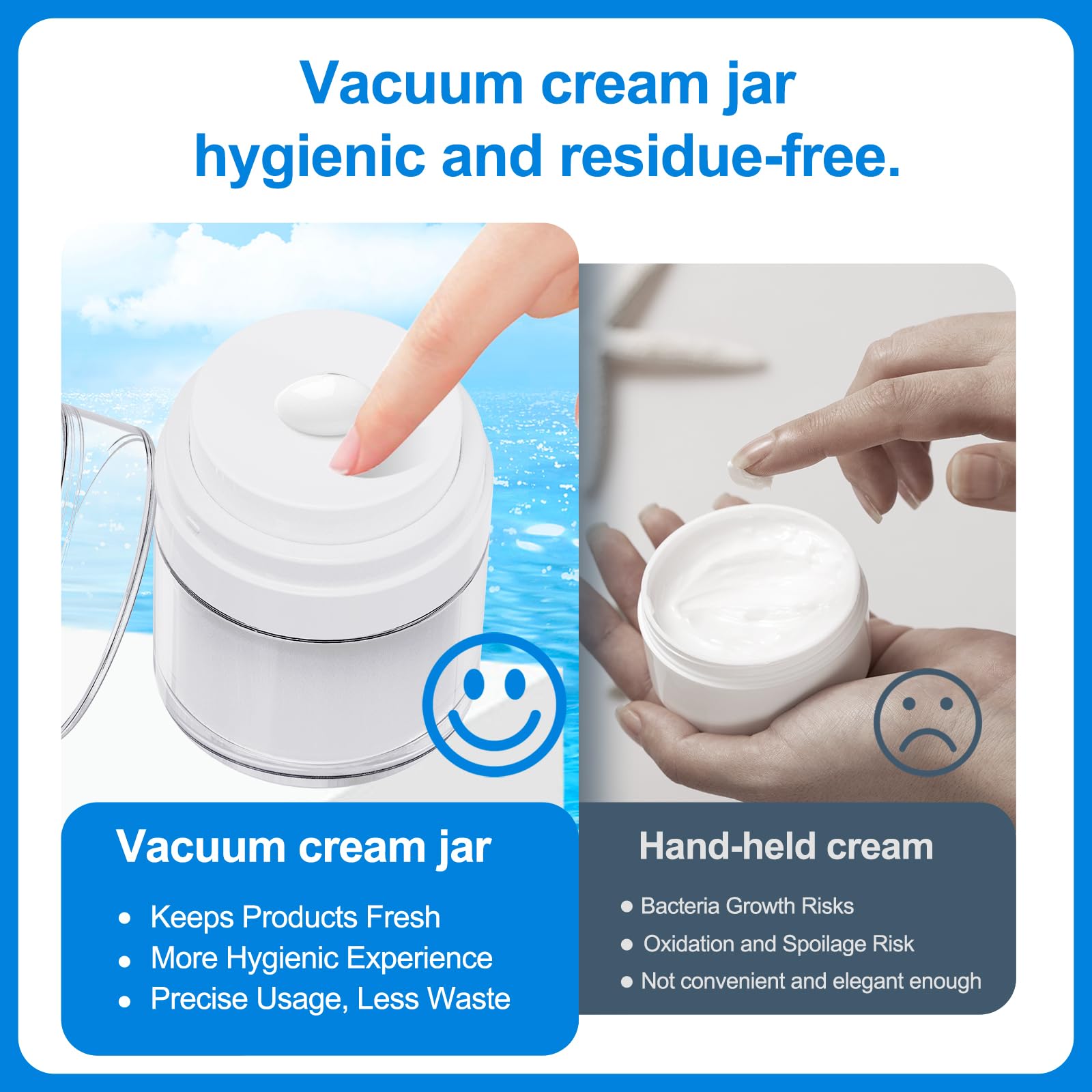 4 Pack 1.7 oz Airless Pump Bottles - Leak-Proof Travel Skincare Containers for Moisturizer, Cream & Lotion | Portable Cosmetic Dispenser for Toiletries | Perfect for Travel, Gym & Daily Skincare Routine