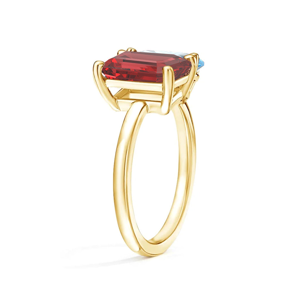 Personalized Toi et Moi Ruby Birthstone Ring for Women - Custom Anniversary, Engagement & Wedding Jewelry Gift - Perfect for Romantic Occasions & Special Celebrations