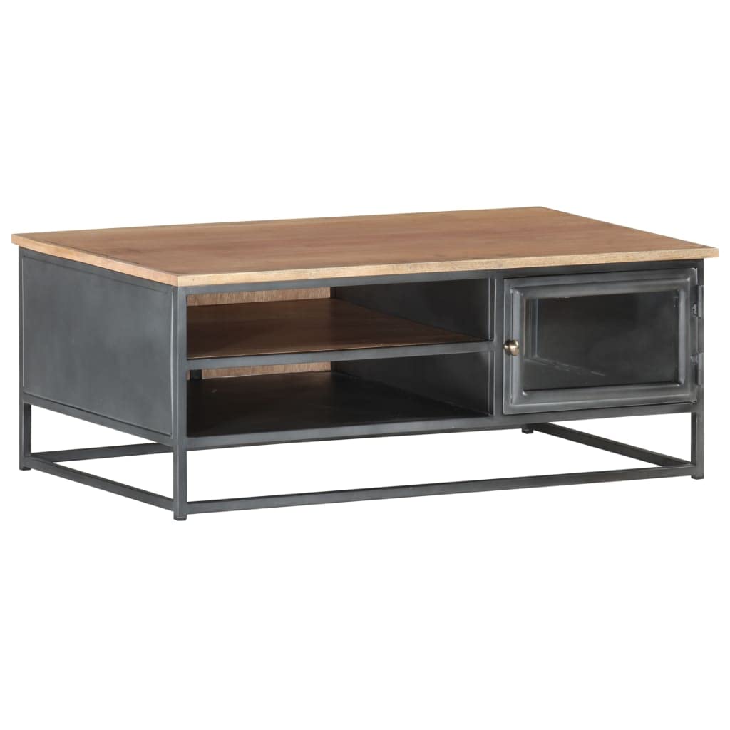 Modern Acacia Wood Coffee Table with Storage - 35.4