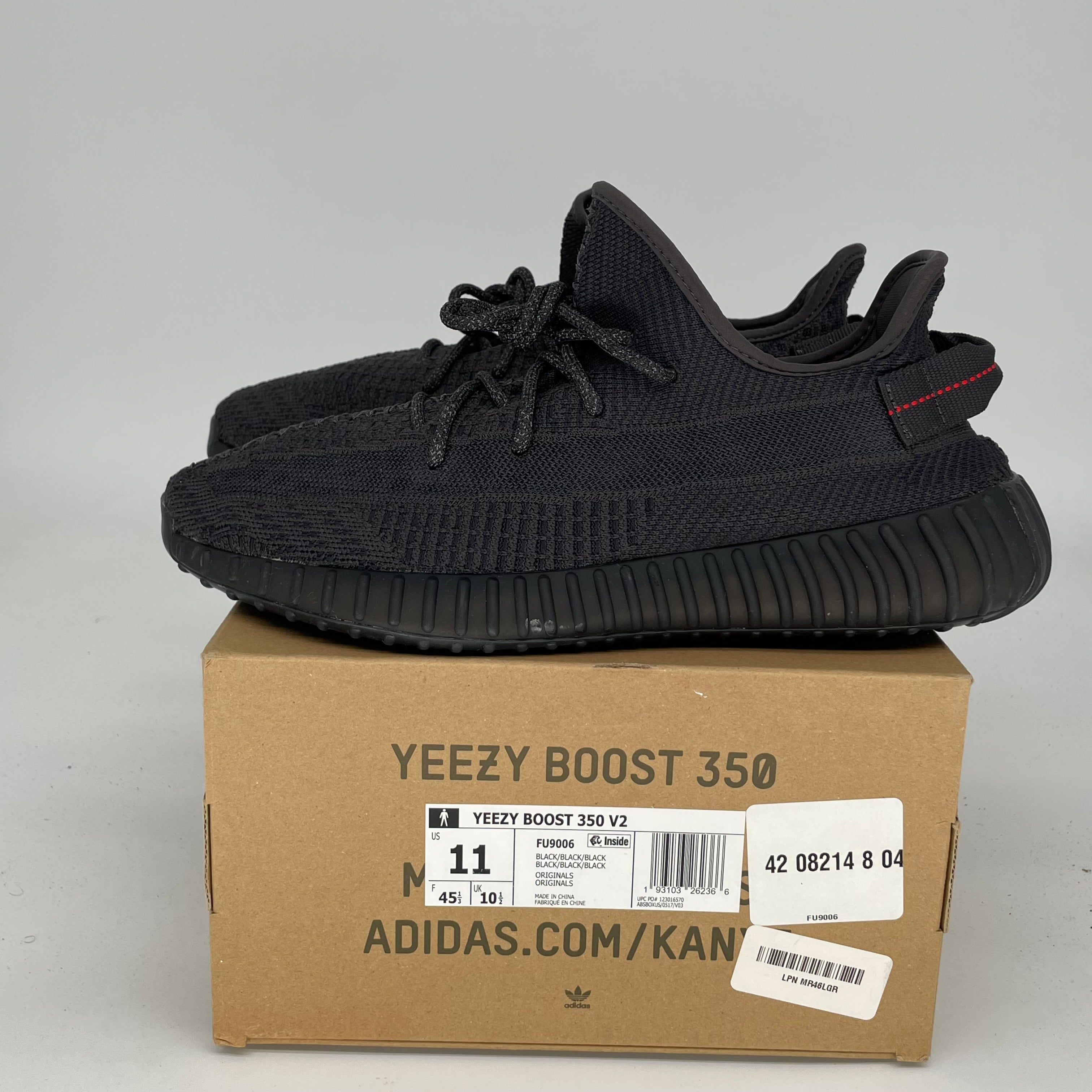Adidas Yeezy Boost 350 V2 Black Non-Reflective Men's Running Shoes Size 11 - Style Code FU9006 | Perfect for Casual Wear, Gym & Street Fashion