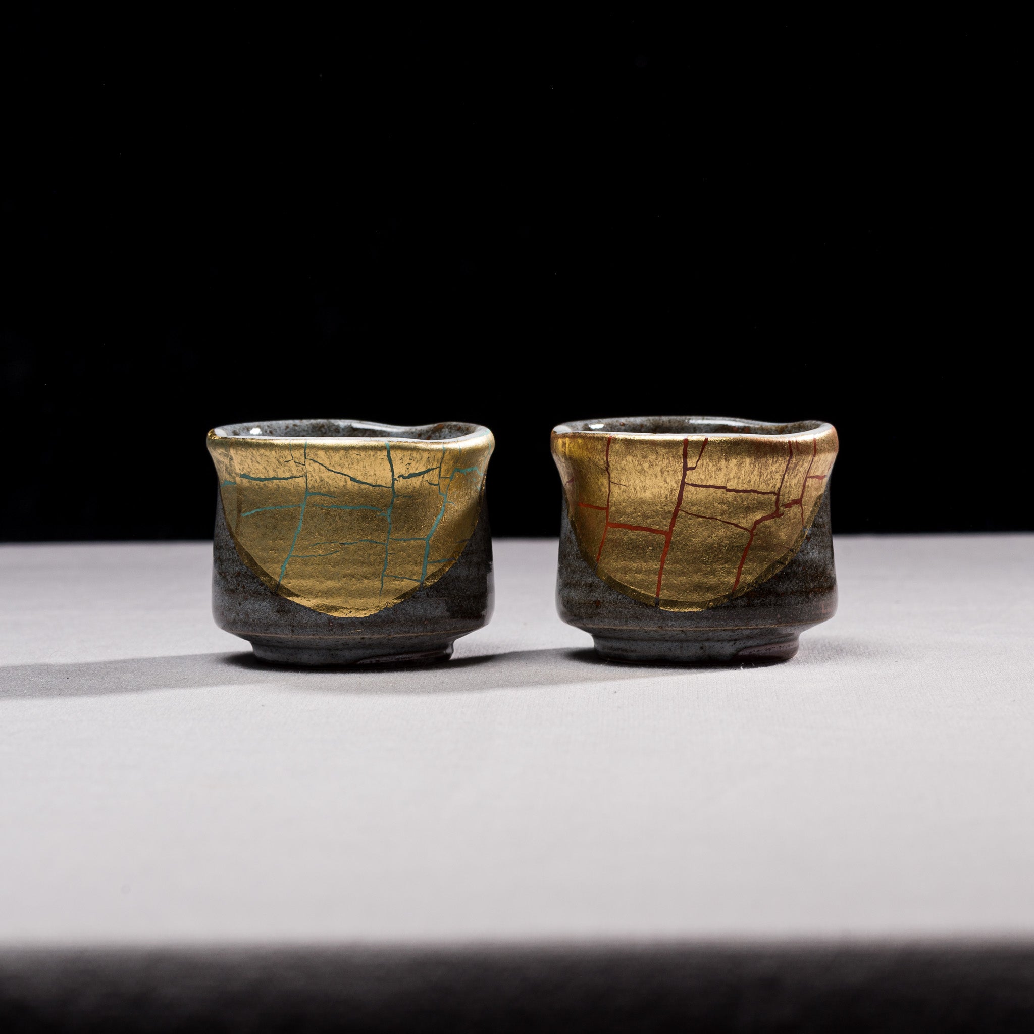 Premium Kutani Ware Gold Leaf Sake Cup Set - Handcrafted Japanese Ceramic Pair - Perfect for Traditional Sake Tasting, Wedding Gifts & Asian Home Decor