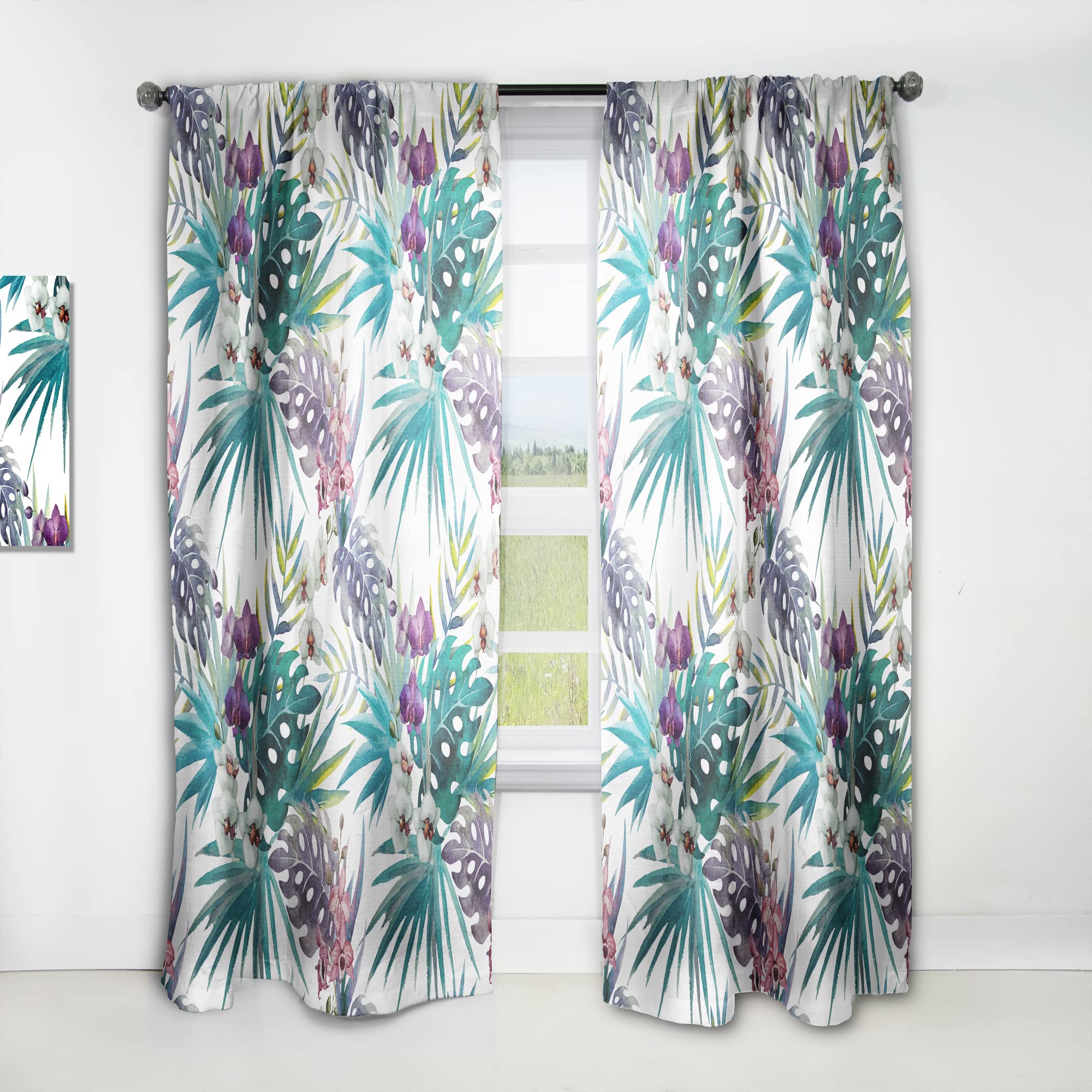 DesignQ Retro Floral Botanical Curtains - Thermal Insulated Single Panel (52x90 inches) for Bedroom & Living Room - Perfect for Vintage Home Decor & Temperature Control