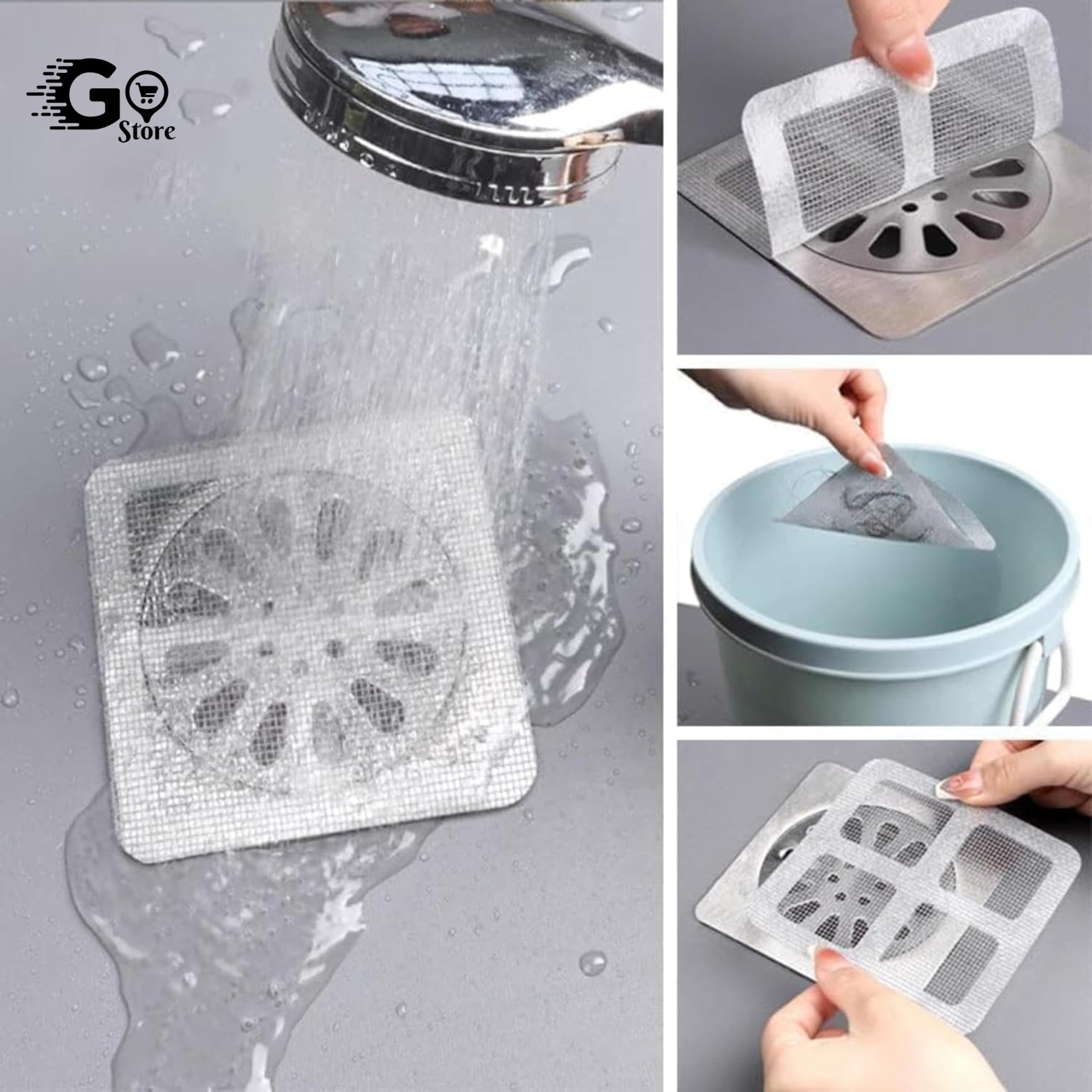 10 Pack Disposable Shower Drain Hair Catcher - Waterproof Mesh Stickers for Bathroom, Kitchen, Sink & Bathtub (10cm X 10cm) - Prevent Clogs, Easy Cleanup for Home & Apartment Essentials