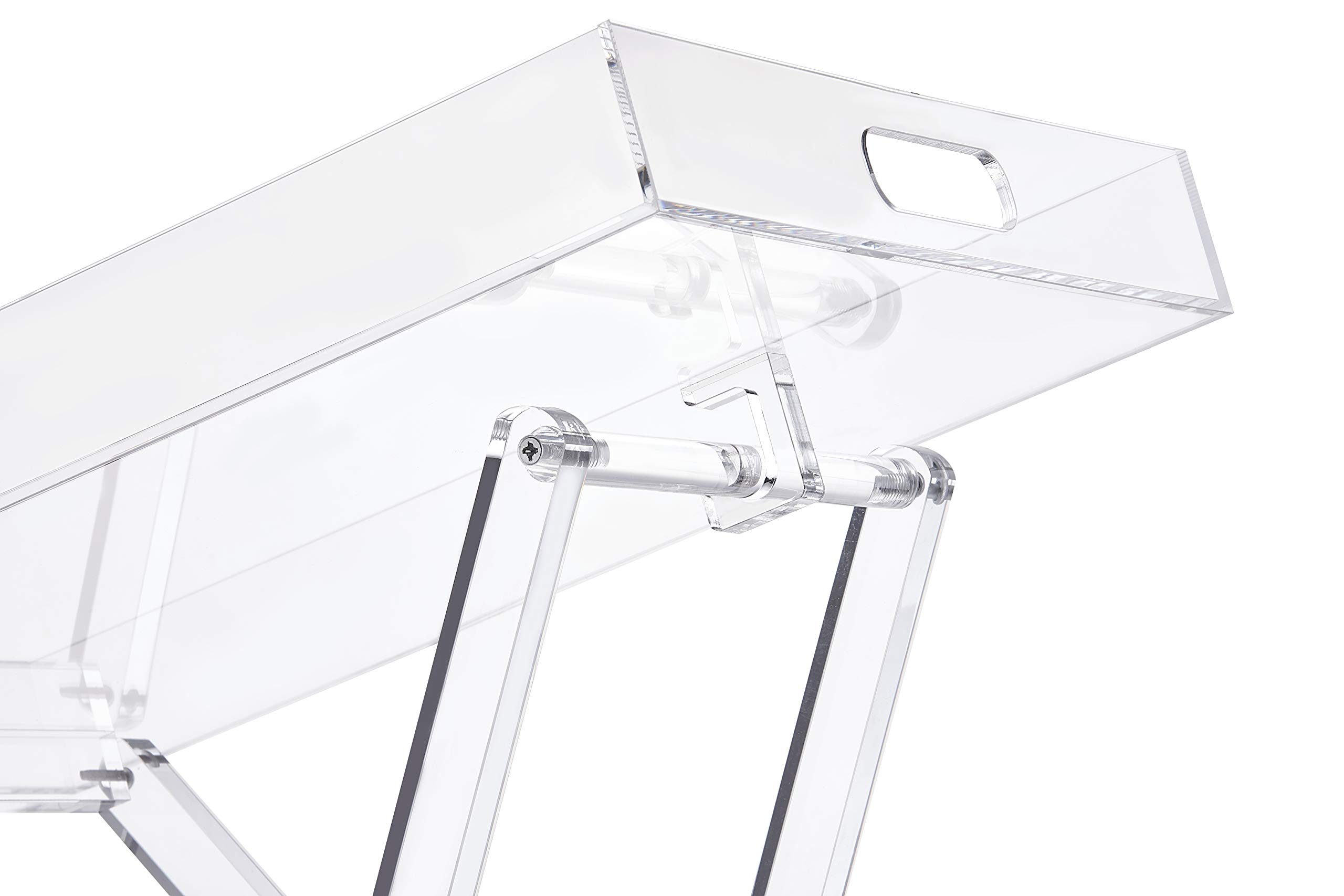 LIKENOW Acrylic Folding Tray Table - Modern Clear Side End Table 19x13 Inches, 23 Inches High - Perfect for Living Room, Bedroom, Office & Small Spaces
