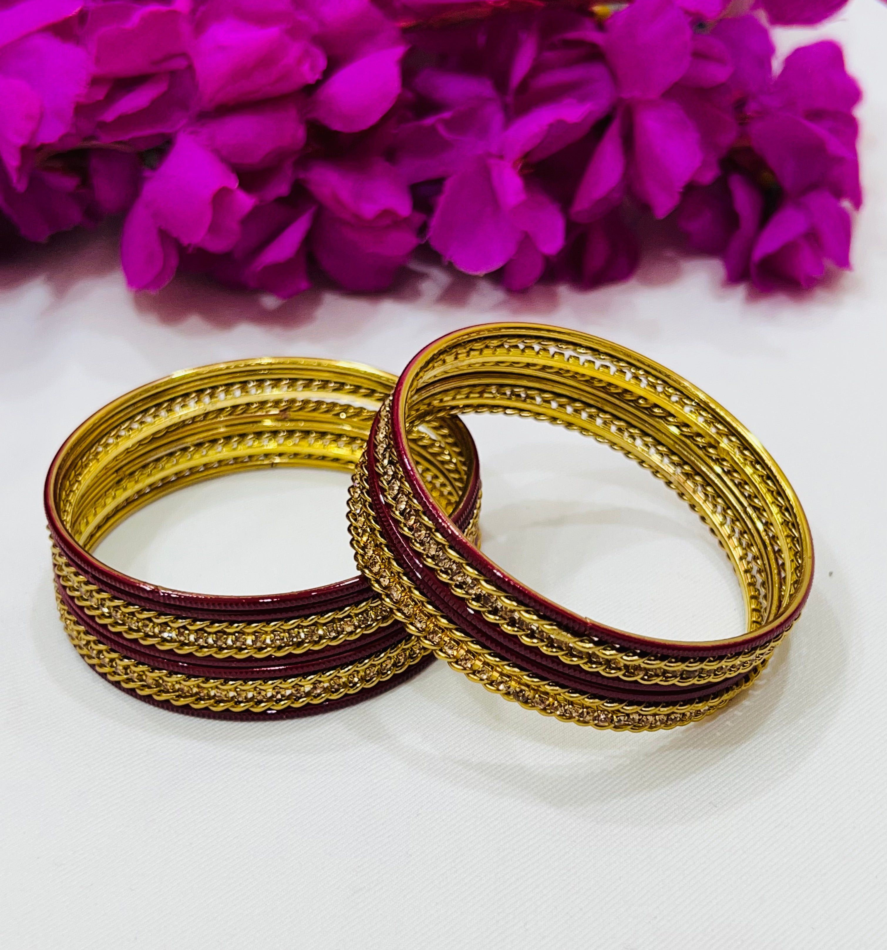 Elegant Maroon Metal Bangles for Women - Smooth Finish Fashion Jewelry - Perfect for Parties, Weddings & Everyday Wear