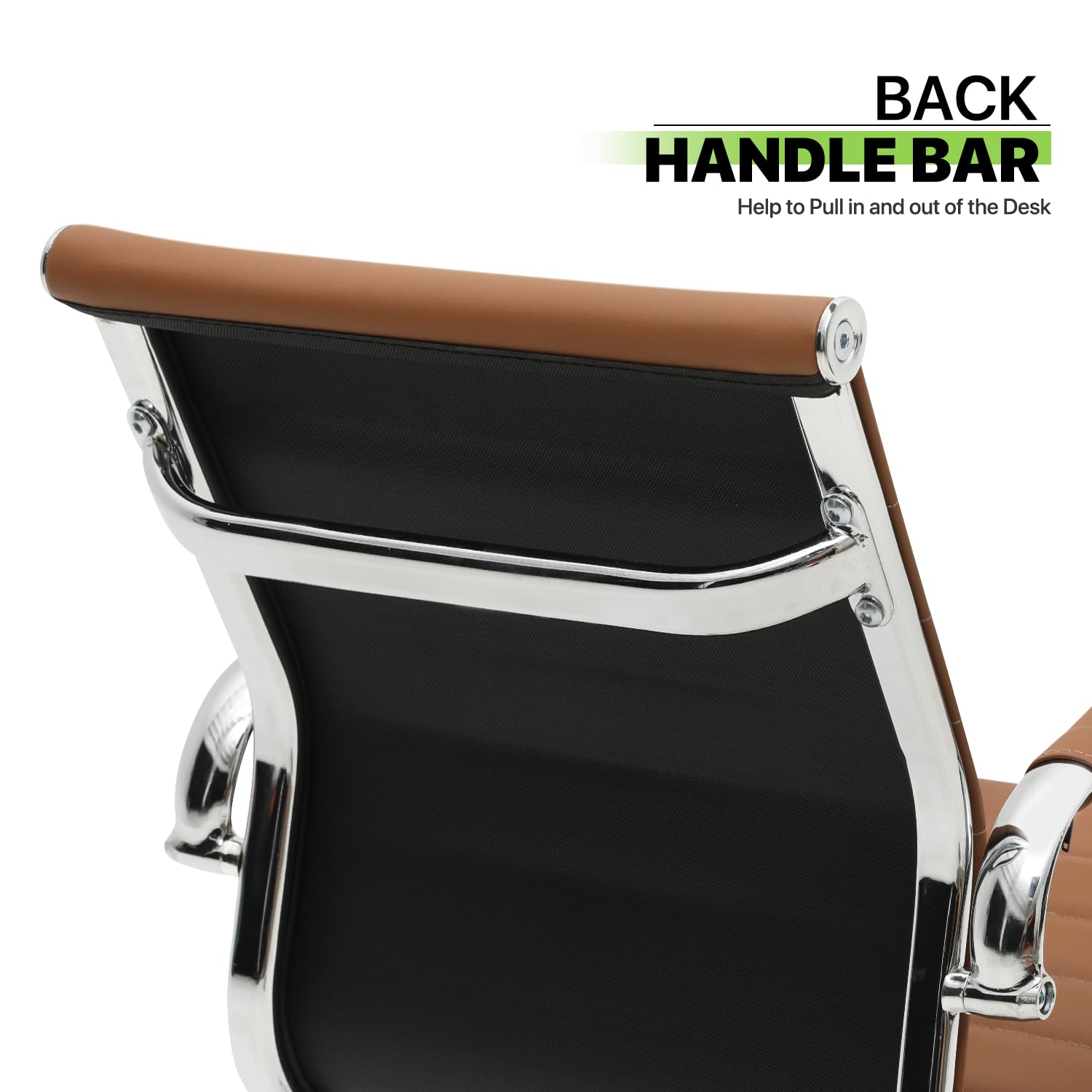 Magshion Office Reception Guest Chair - No Wheels, Mid Back PU Leather Waiting Room Chair with Metal Leg Sled Base & Arms - Conference Room, Lobby, Clinic, Hotel (Brown, 2 Pack)