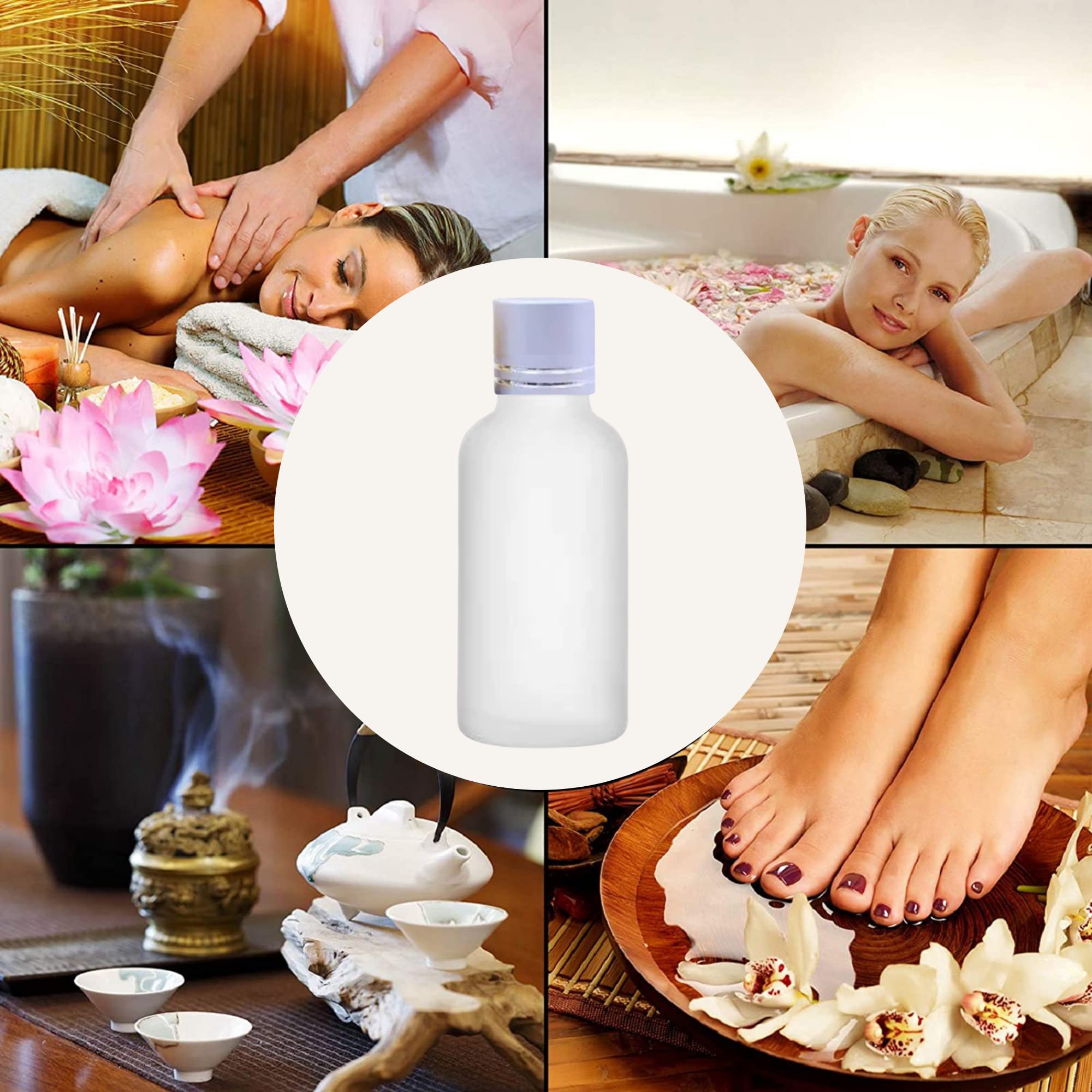 Refillable 30ml Clear Frosted Glass Bottles with Silver Cap & V Drop Nozzle - 2 Pack for Essential Oils, Serums, Cosmetics | Travel-Friendly Skincare & DIY Storage Solution for Toners, Blends & Beauty Products