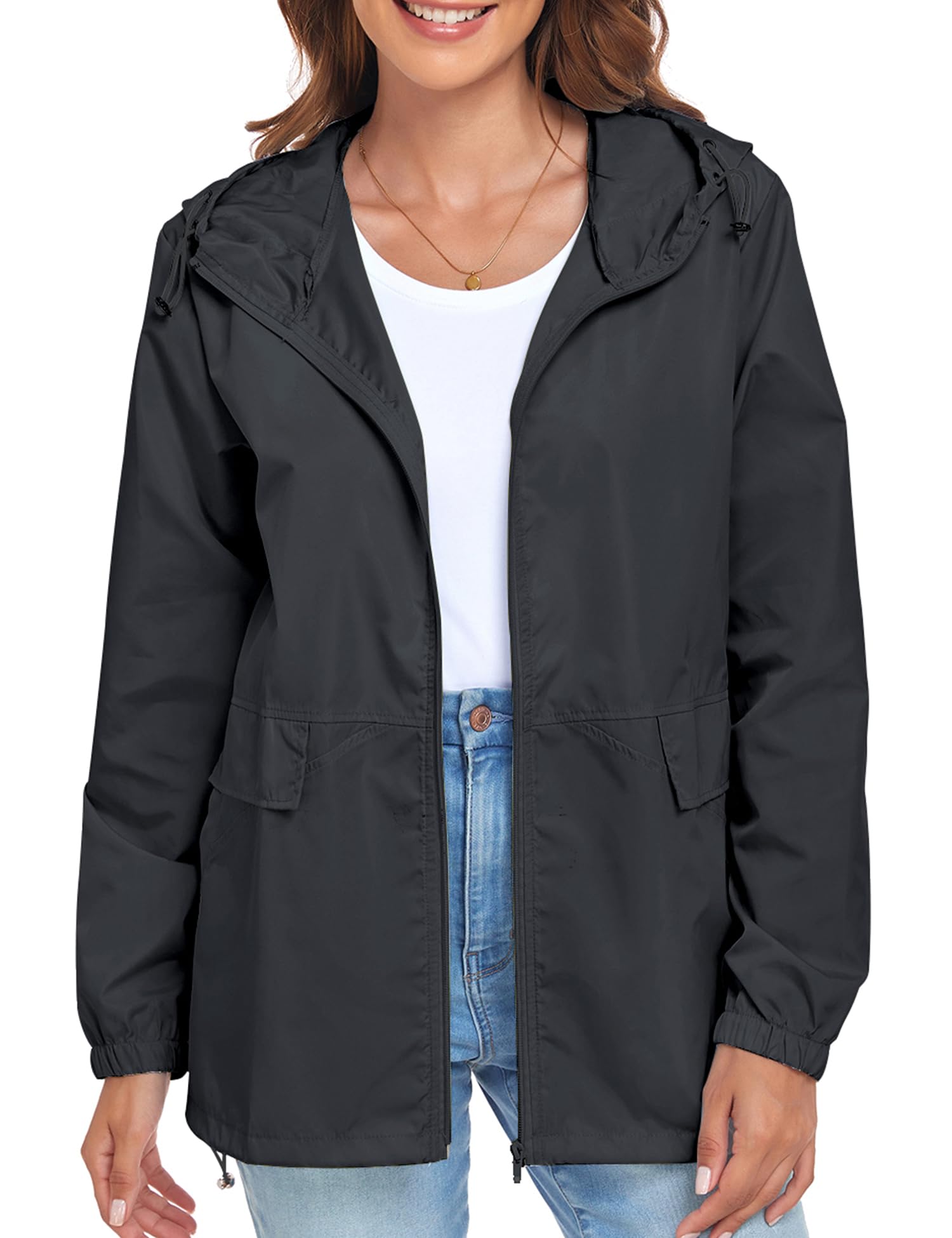 Women's Lightweight Waterproof Raincoat - Packable Windproof Hooded Rain Jacket for Outdoor Activities (S-XXL) | Perfect for Hiking, Commuting & Travel