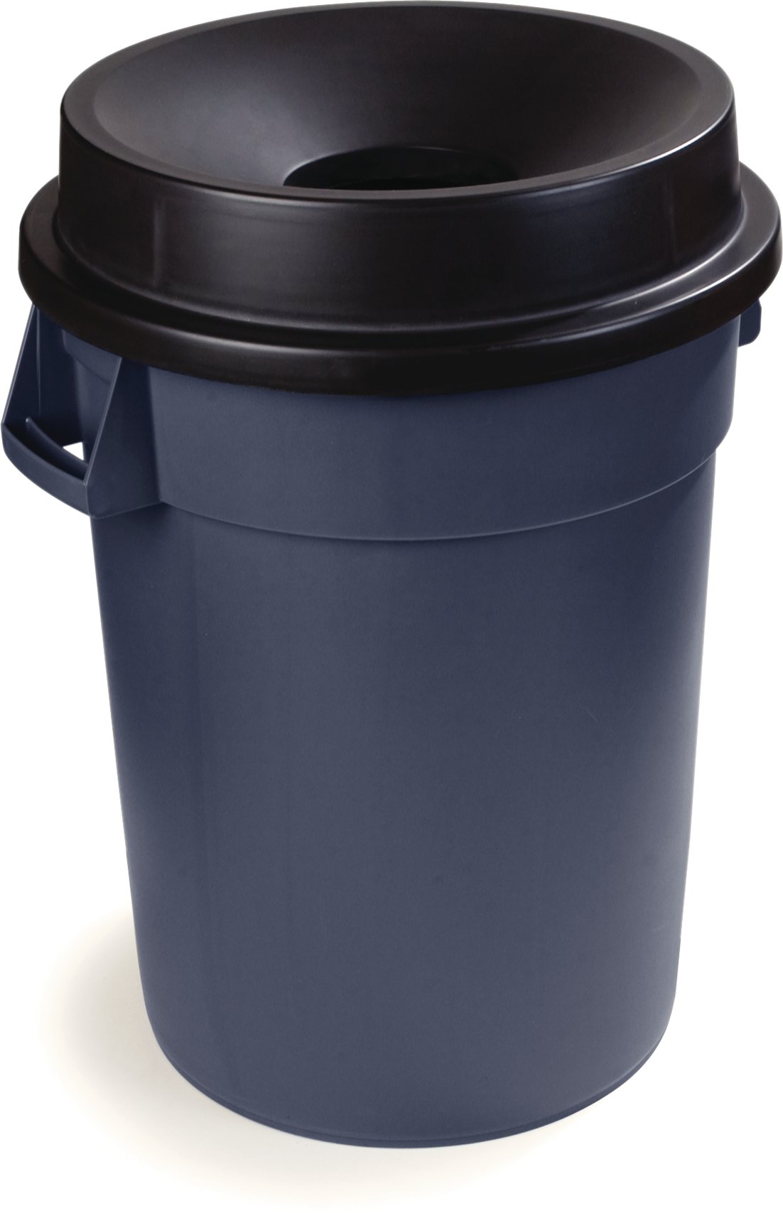SPARTA Bronco 32-Gallon Black Trash Can with Funnel for Waste Disposal - Heavy-Duty Garbage Bin for Home, Office, Garage, and Outdoor Use (Pack of 4)
