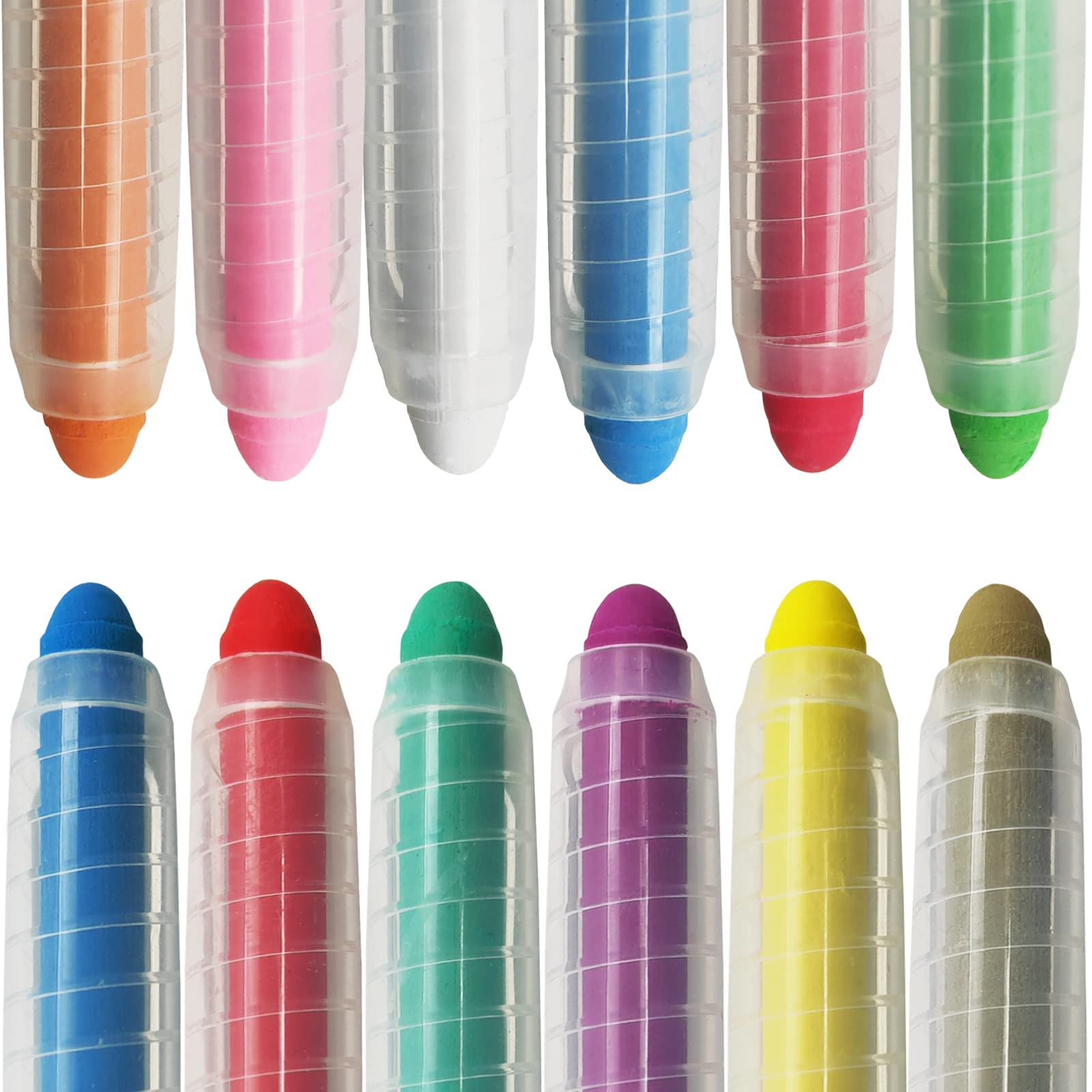 Non-Toxic Dustless Colored Sidewalk Chalk for Kids - 12PCS with Holder | Safe Art Drawing & Writing Tool for Blackboard, Classroom & Outdoor Play | Perfect for Sidewalk Art, School Projects & Creative Playtime