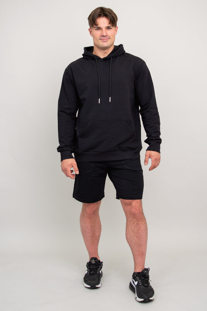 JoeJoe Men's Cotton Hoodie - Soft & Comfortable Black Pullover Sweatshirt for Casual Wear, Gym & Outdoor Activities
