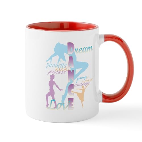 White/Red Inside - Dream Dance Love Mugs
