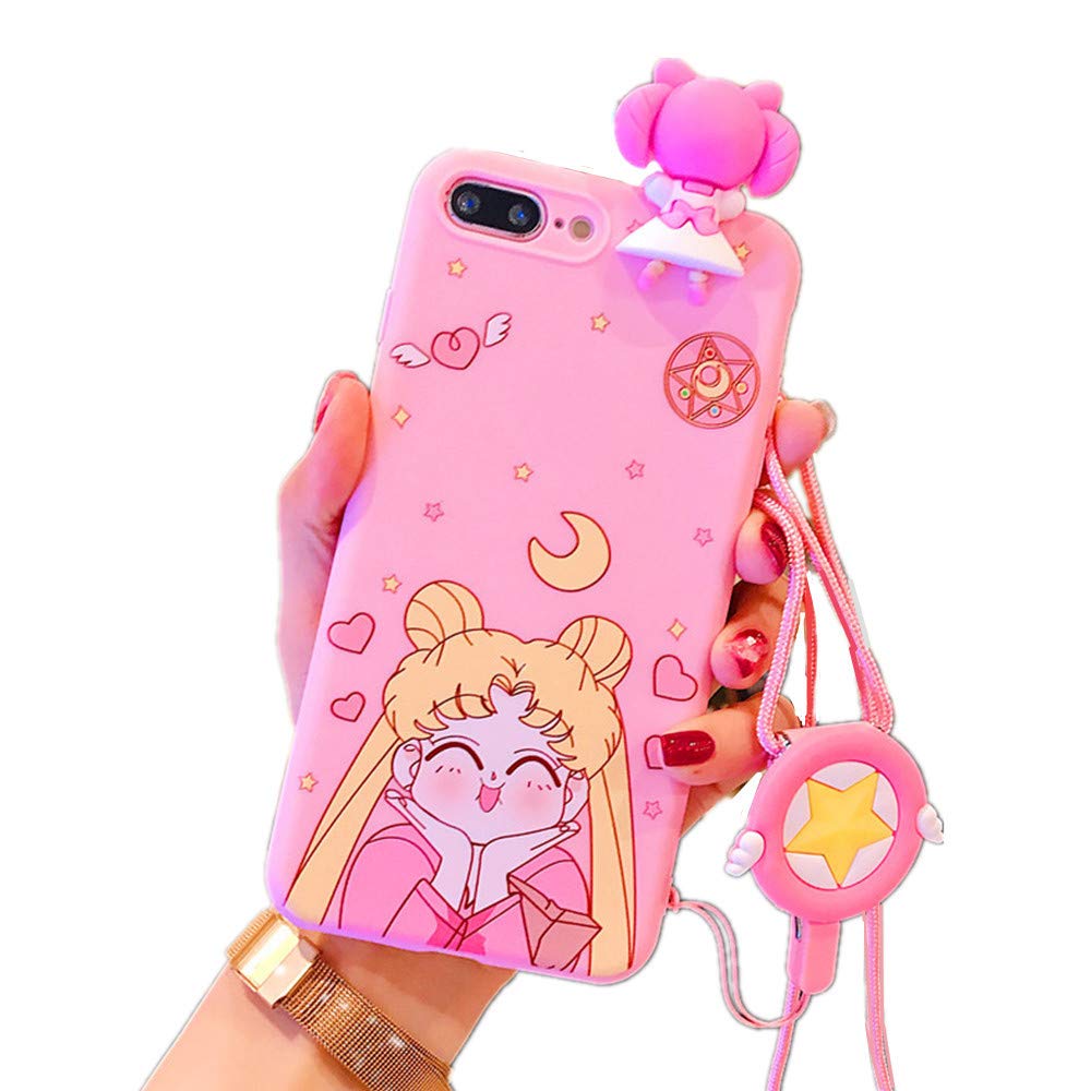 **Sailor Moon Anime Silicone Phone Case for iPhone Xs Max - Soft Protective Cover with Lanyard Strap (Smile Design) | Perfect for Fans, Cosplay & Everyday Use**