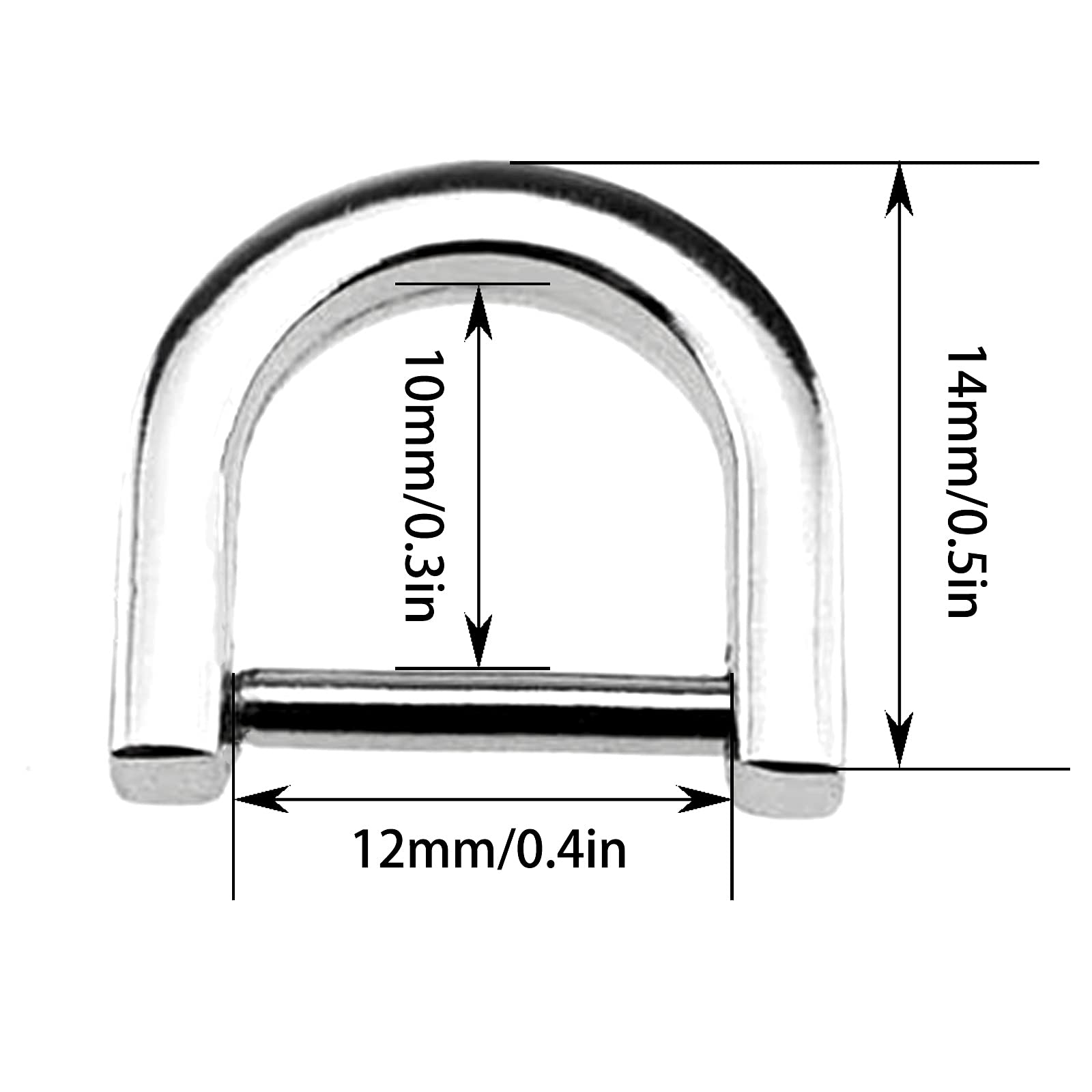 6-Piece 1/2 Inch Silver Metal D-Rings with Screw Closure - U-Shaped Dee Rings for Keychains, Leather Craft, Purse Repair & DIY Projects - Perfect for Belts, Dog Collars, and Bag Hardware Replacement