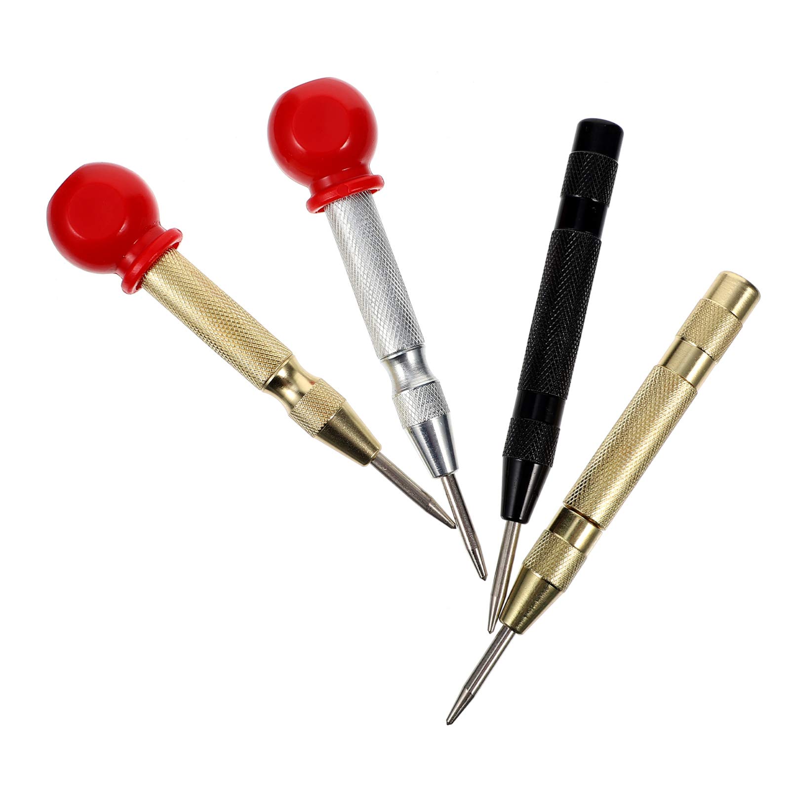 Scicalife 4-Piece Spring Loaded Center Punch Set - High Carbon Steel Automatic Center Punches with Adjustable Impact Force for Metal Marking, Glass Breaking & Emergency Car Window Escape - Perfect for Mechanics, DIY Projects & Safety Kits