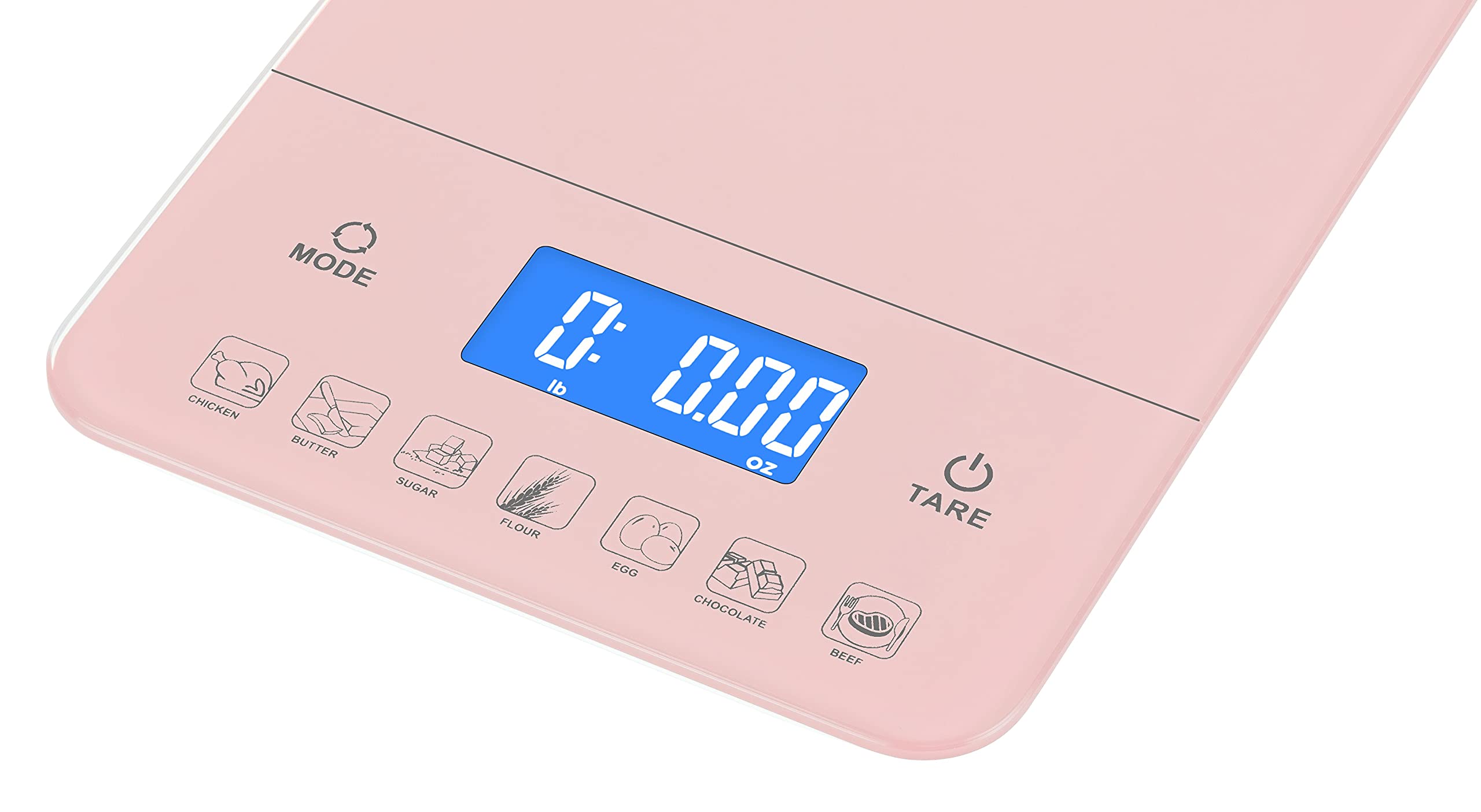 Ozeri Touch III Digital Kitchen Scale with Calorie Counter - 22 lbs (10 kg) Capacity - Crystal Rose - Perfect for Baking, Meal Prep & Weight Loss Tracking