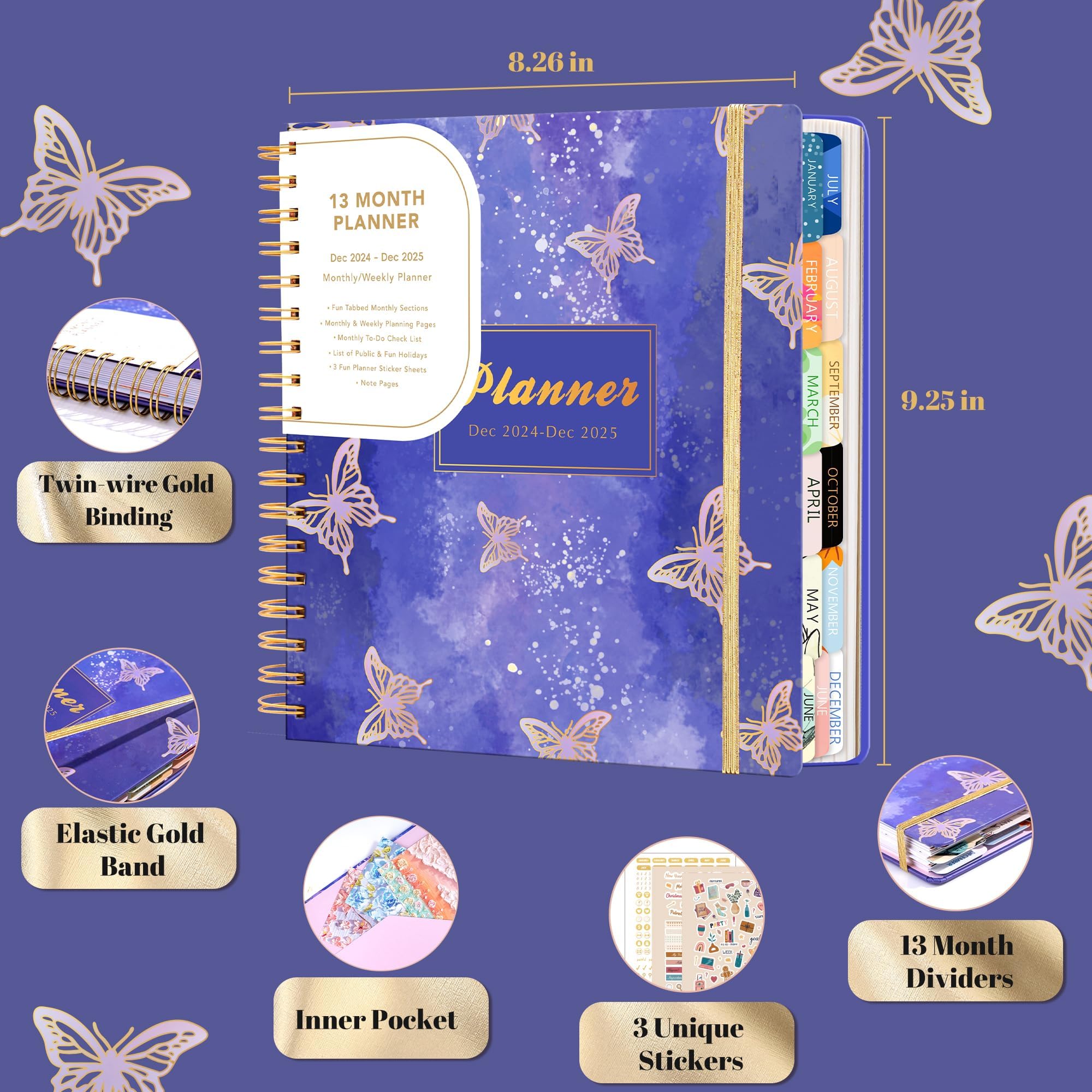 2025 Weekly & Monthly Planner - Spiral Bound Hardcover Calendar (Dec 2024-Dec 2025) | 8.3