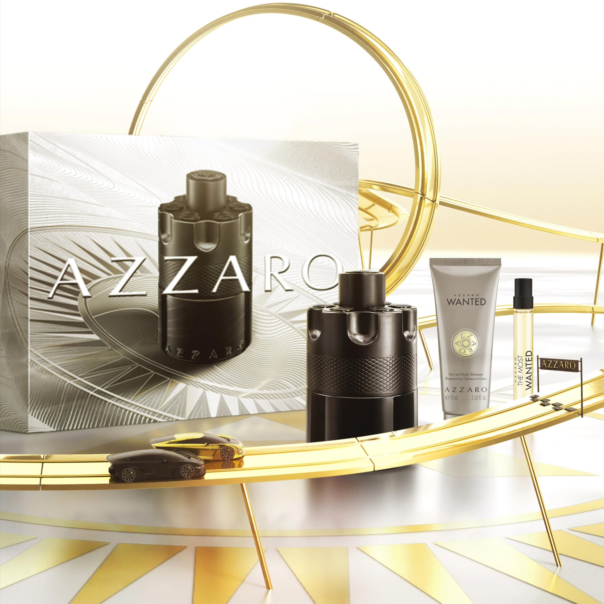 Azzaro The Most Wanted Eau de Parfum Intense for Men - 3-Piece Cologne Gift Set with 100ml Fragrance, 10ml Travel Spray & 75ml Hair & Body Wash - Seductive Scent for Date Night, Parties & Special Occasions - Perfect Gift for Him