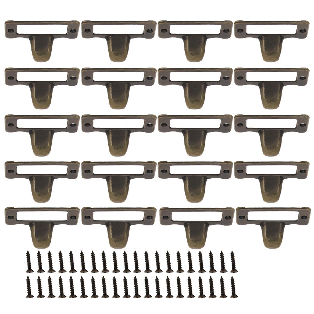 Vintage Zinc Alloy Label Holder Pull Handles 20PCS - Green Bronze for Cabinet Wardrobe Drawer