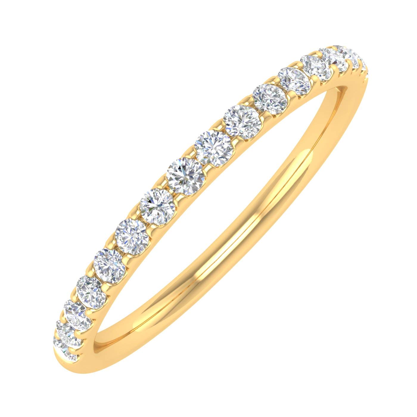 1/4 Carat Round Diamond Wedding Band Ring for Women in 10K Gold - Elegant Bridal Jewelry for Engagement, Anniversary & Special Occasions