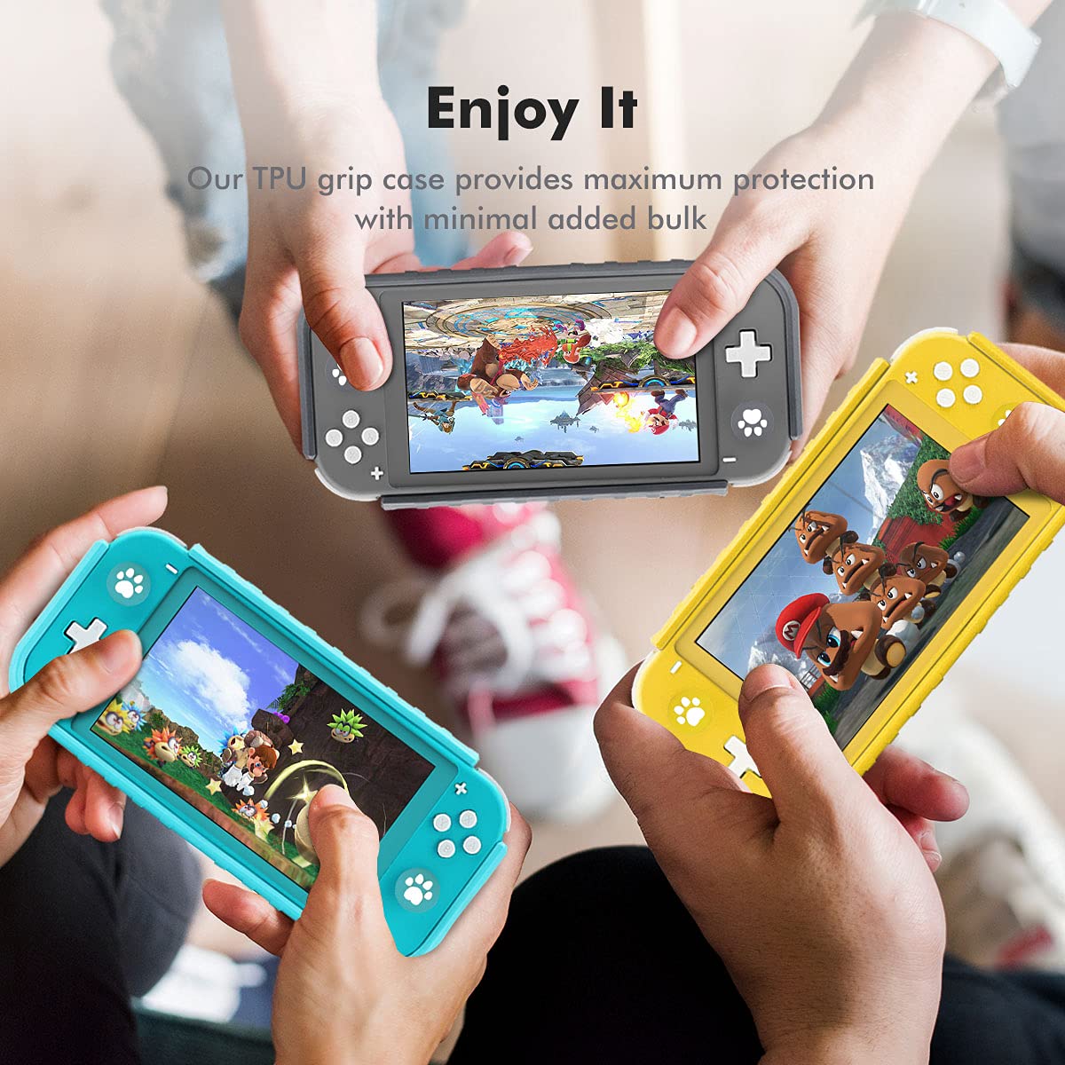 KIWIHOME Protective Hard Case for Nintendo Switch Lite 2019 - Shockproof Grip Cover with Ergonomic Handle & Game Card Storage (Black) | Perfect for Travel, Gaming Sessions & Everyday Protection