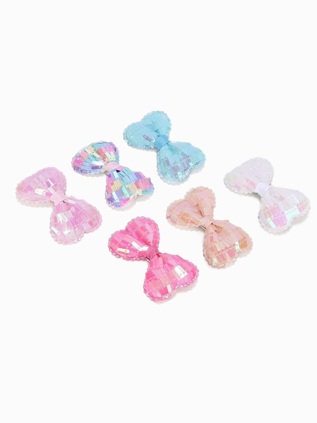 STYLEDOSE 6Pcs Small Non-Slip Hair Clips with Glitter Bows - Handmade Hair Accessories for Girls & Toddlers - Perfect for School, Parties & Everyday Styling