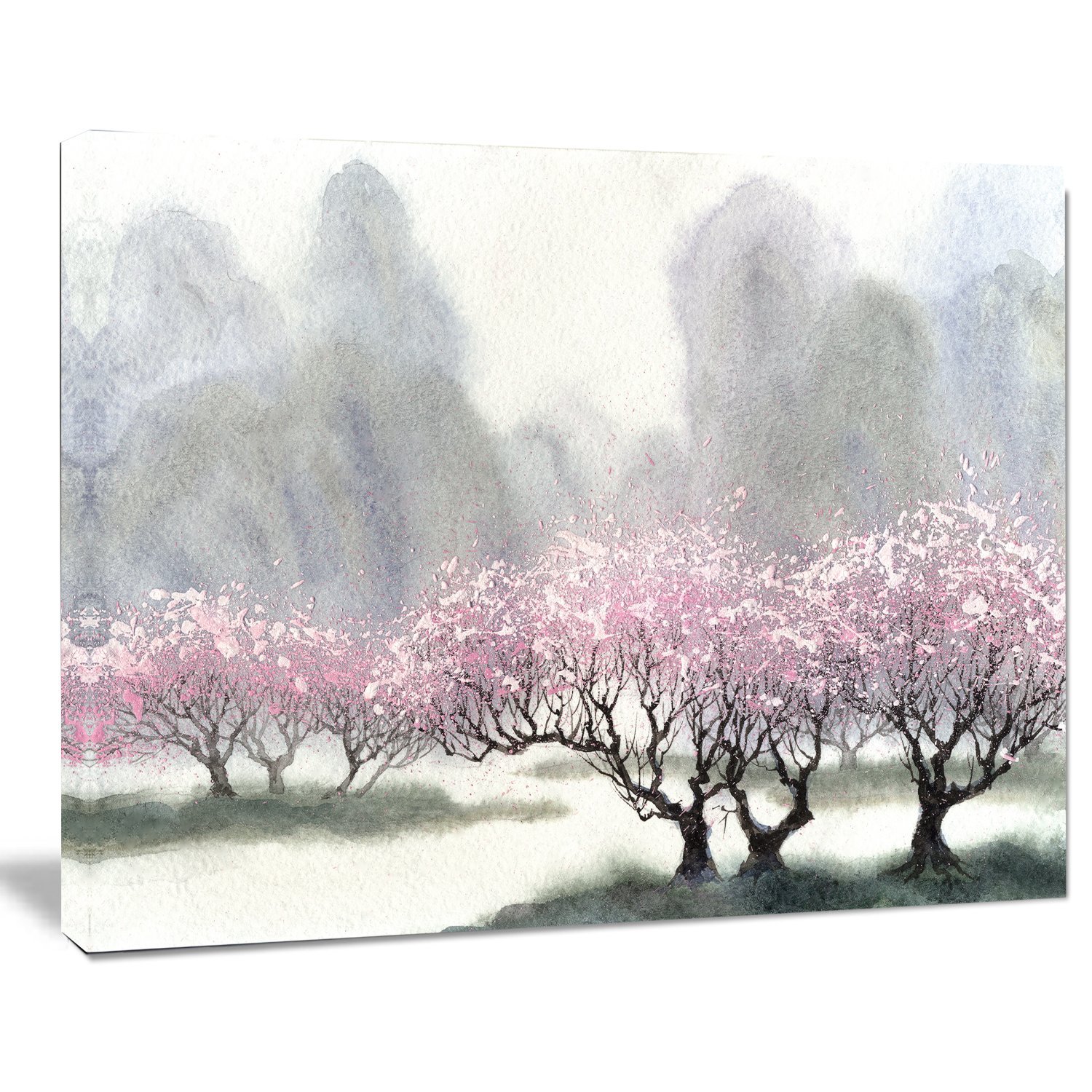 Spring Landscape Art Print Canvas - Beautiful Flowering Trees Wall Decor for Living Room, Bedroom & Office | Nature-Inspired Home Decor