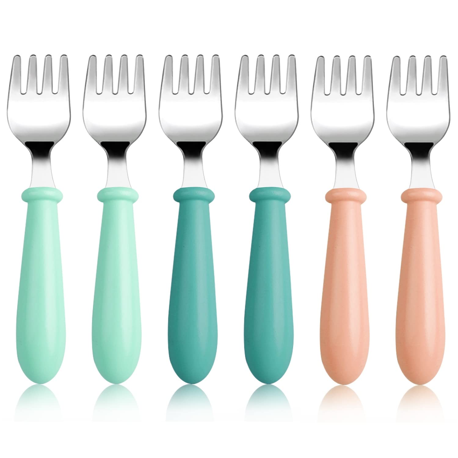 Pimoys 6-Piece Toddler Fork Set - Stainless Steel Baby Forks with Round Handle, BPA-Free & Dishwasher Safe - Perfect for Kids, Babies & Toddlers - Ideal for Home, Travel & Daycare Use