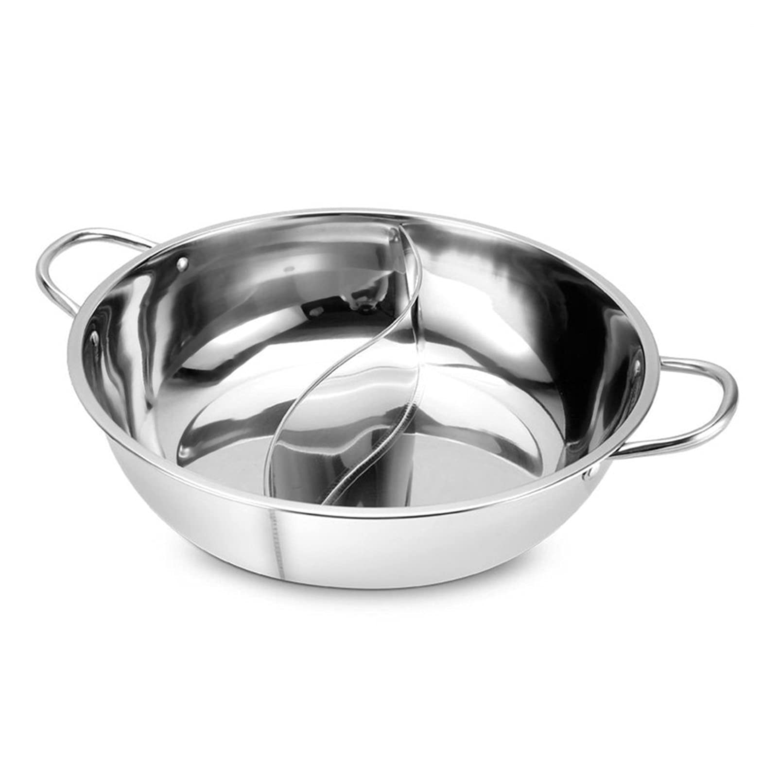 Premium 2-Compartment Stainless Steel Hot Pot for Induction Stove - Divided Flavor Soup Cooking Pot with Polished Finish - Perfect for Home Kitchen, Family Meals & Asian Hot Pot Parties