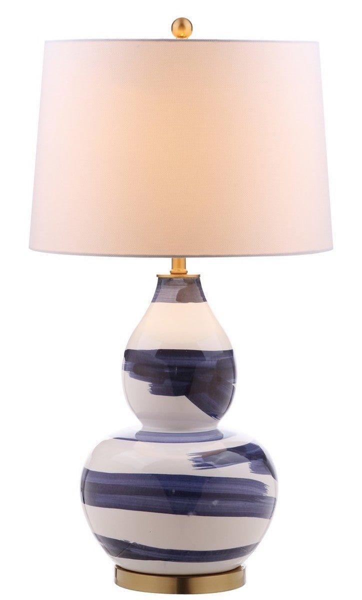 Blue and White Brushstroke Swirl Ceramic Table Lamp - Handcrafted Boho Home Decor for Bedroom, Living Room & Office - Perfect for Reading, Relaxing & Creating Cozy Ambiance
