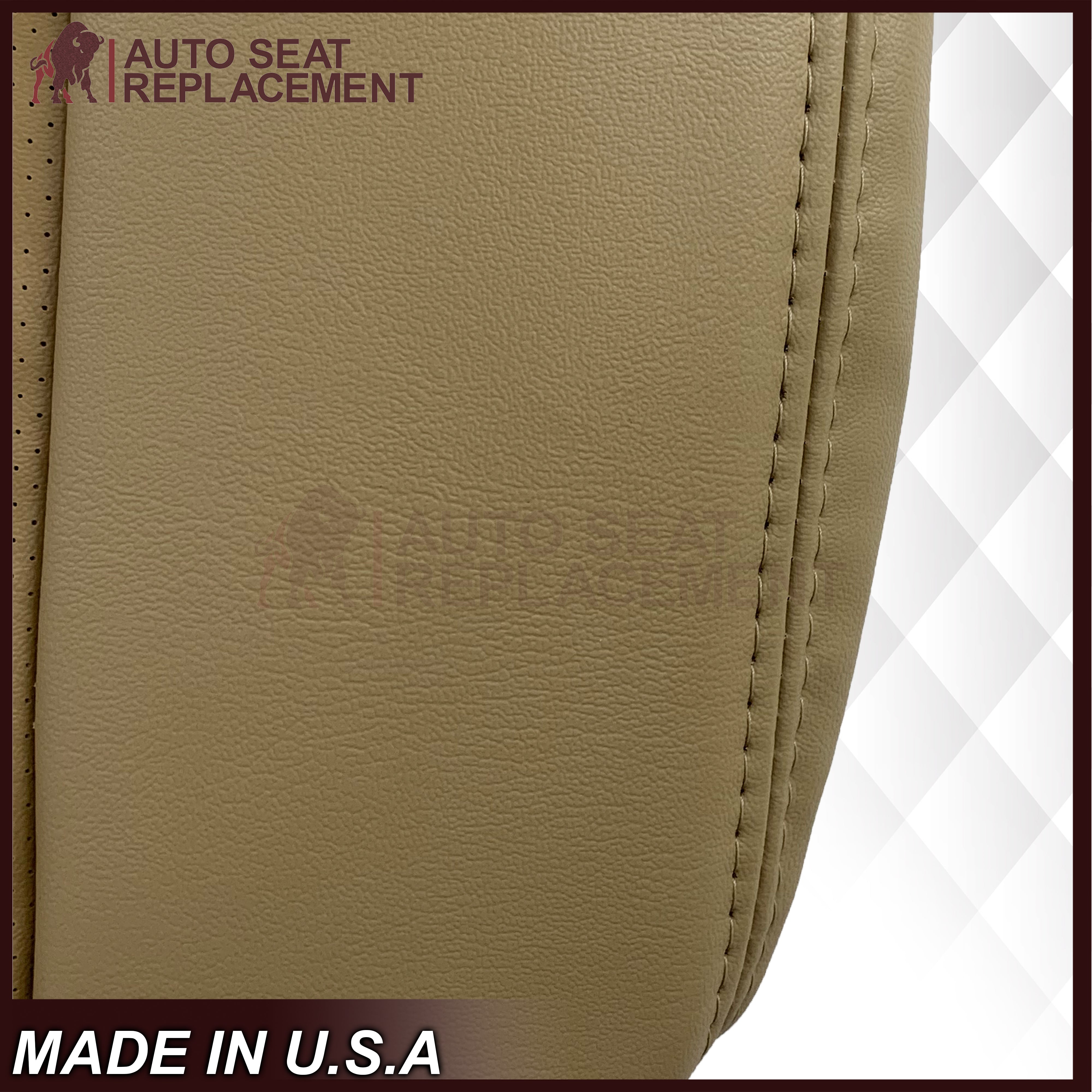 2008-2012 Buick Enclave Perforated Seat Covers - Light Cashmere Tan Leather or Vinyl Options for Driver & Passenger Seats - Comfort Upgrade for Road Trips & Daily Commutes