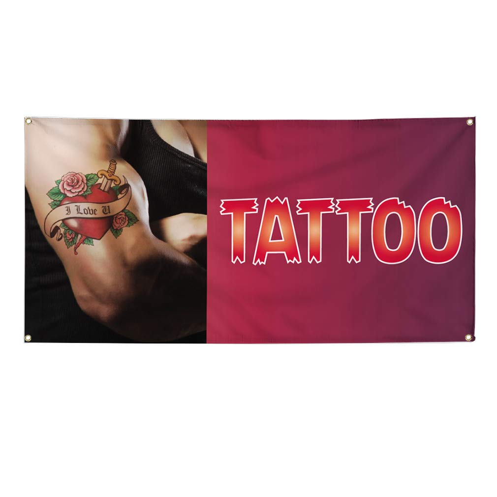 Custom Vinyl Banners 48x96 Inches - Heavy Duty Weatherproof Outdoor Sign with 8 Grommets for Business Advertising, Tattoo Shops & Industrial Yard Signs | Perfect for Storefronts, Events & Construction Sites